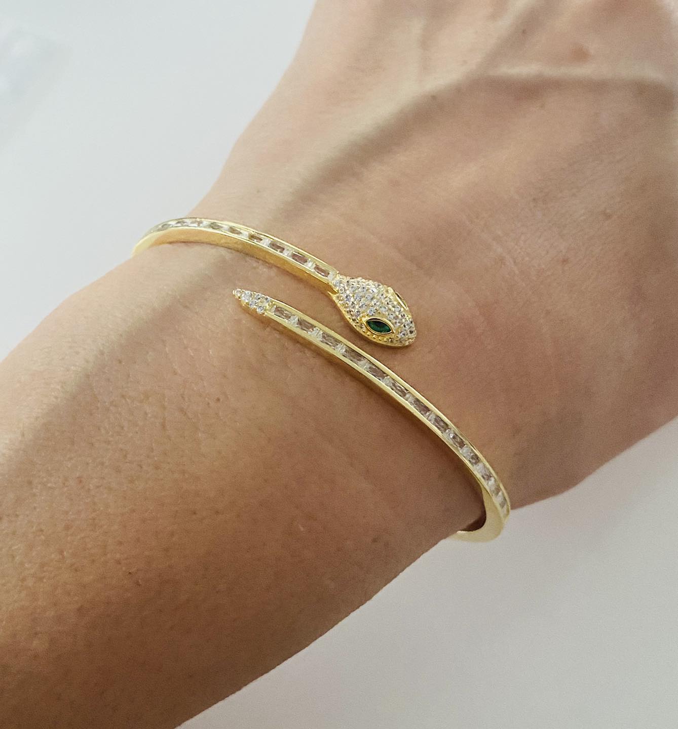 Bratara fix din argint 925 placat cu aur de 14K Luxury Spirit Snake