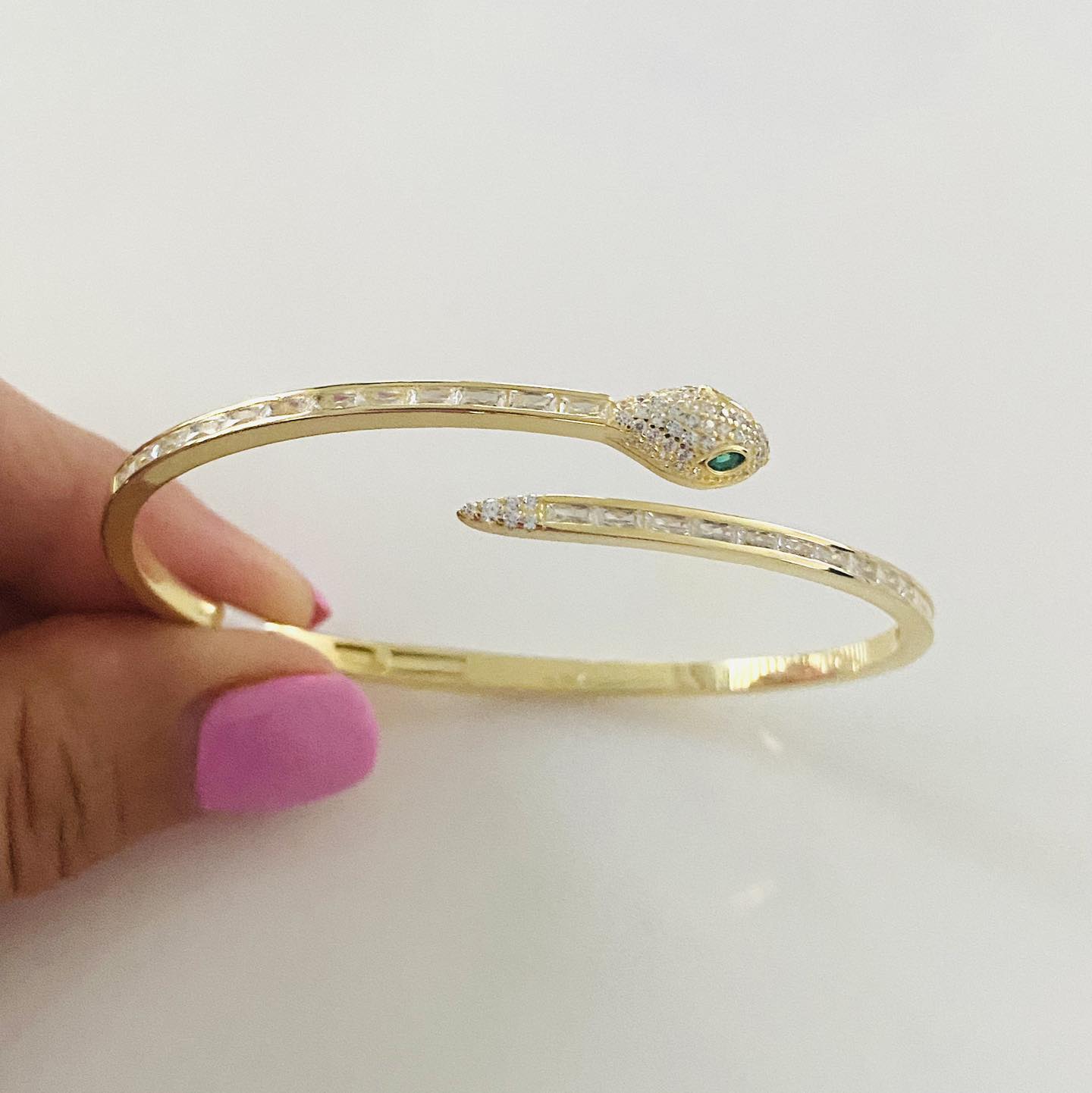 Bratara fix din argint 925 placat cu aur de 14K Luxury Spirit Snake