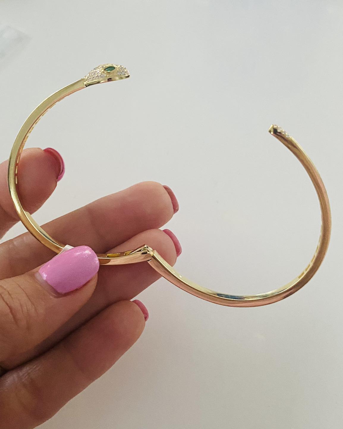 Bratara fix din argint 925 placat cu aur de 14K Luxury Spirit Snake