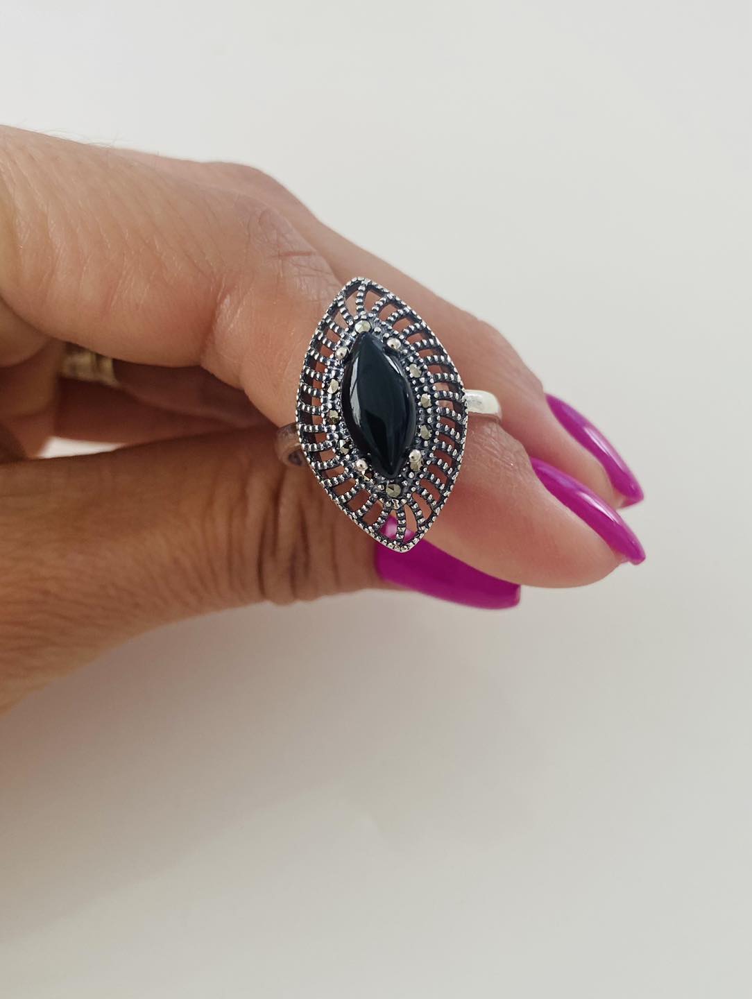 Inel „Eclipse Noir” din Argint 925 cu Onix Negru, Mărime 19, 4.57 grame