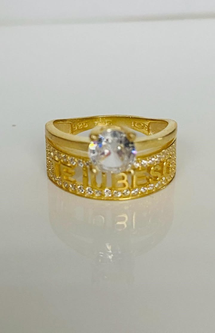 Inel logodna din argint 925 suflat cu aur Te Iubesc, marimea 19