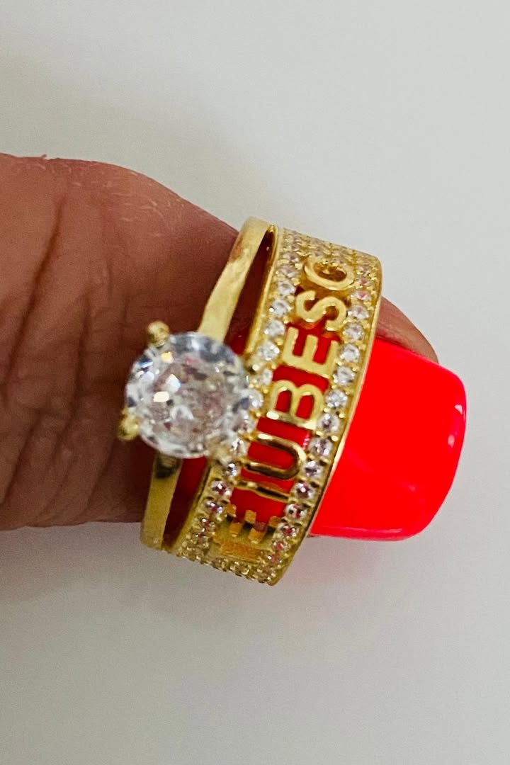 Inel logodna din argint 925 suflat cu aur Te Iubesc, marimea 13