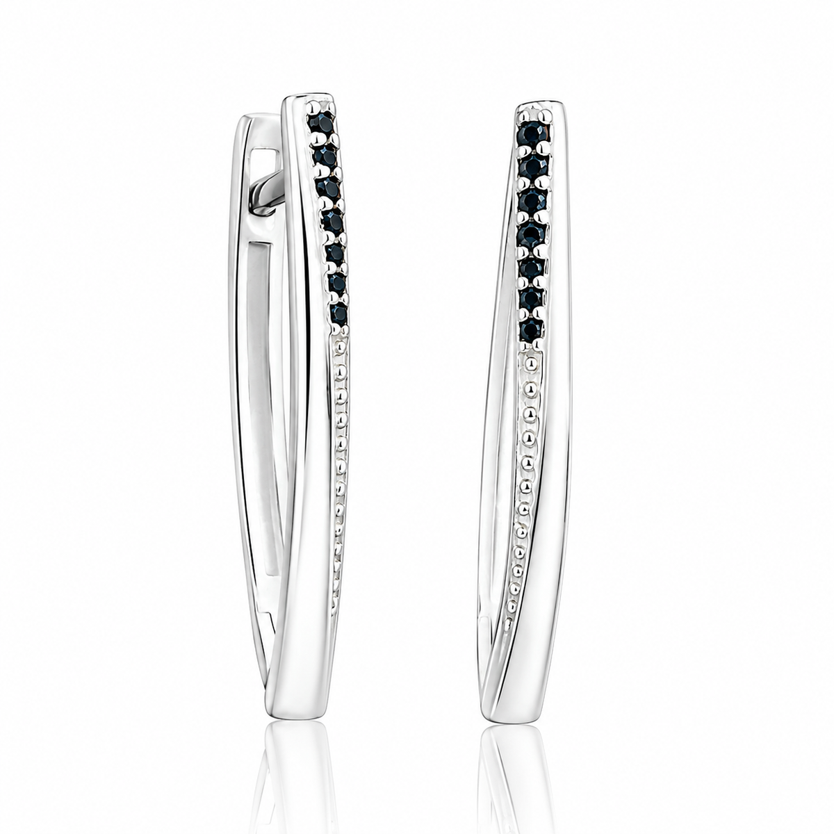 Cercei din Argint 925 „Noaptea Regală” cu Zirconii Negre – Eleganță Modernă, Închidere Englezească CD611