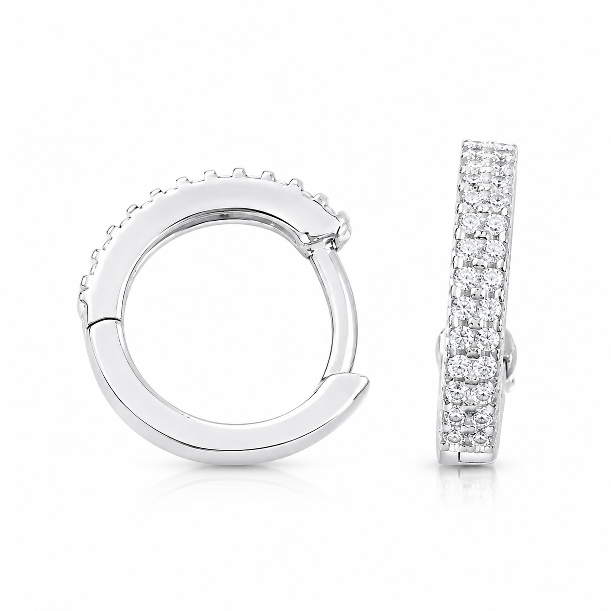 Cercei din Argint 925 „Strălucirea Domniței” – Creole Elegante cu Zirconii, Diametru 1.5 cm. CD606