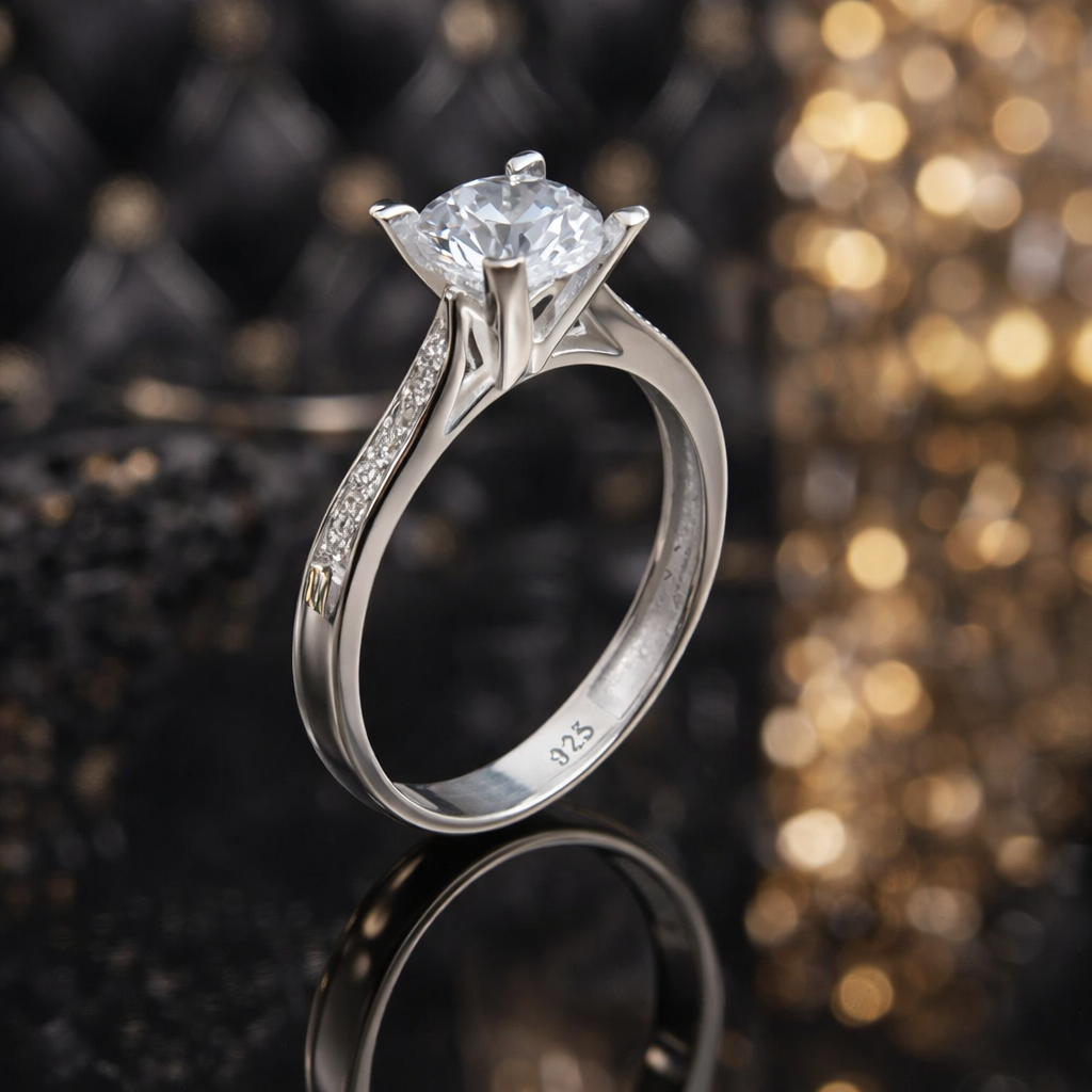 Inel de Logodnă Argint 925 cu Piatra Strălucitoare 6 mm – Design Elegant și Delicat | InfinityBijoux. ID222