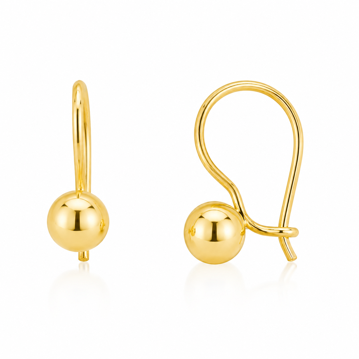 Cercei Golden Sphere Éclat din Argint 925 Placat cu Aur 14K – Biluță 6 mm, Tortiță 15 mm. CD597
