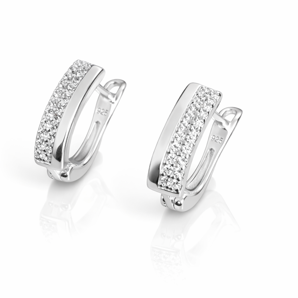 Cercei Copii din Argint 925 cu Zirconii – Model pentru Fetițe, Tortiță Sigură. CD519