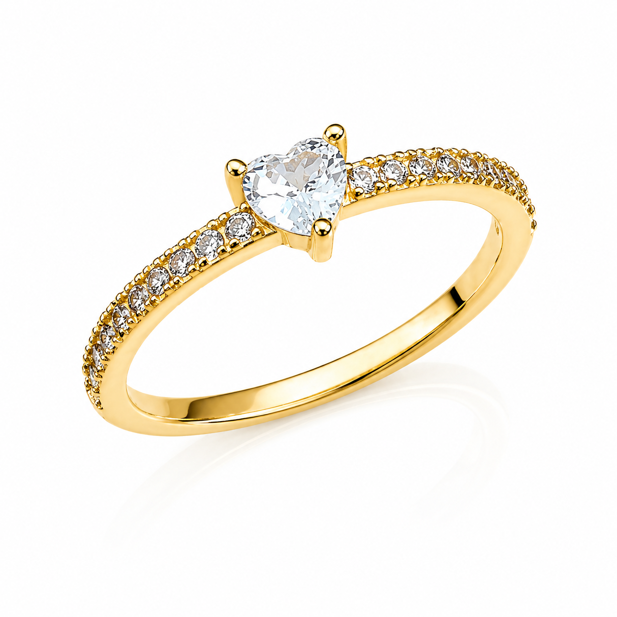 Inel Inimă din Argint 925 Placat cu Aur 14K cu Zirconii - ID388