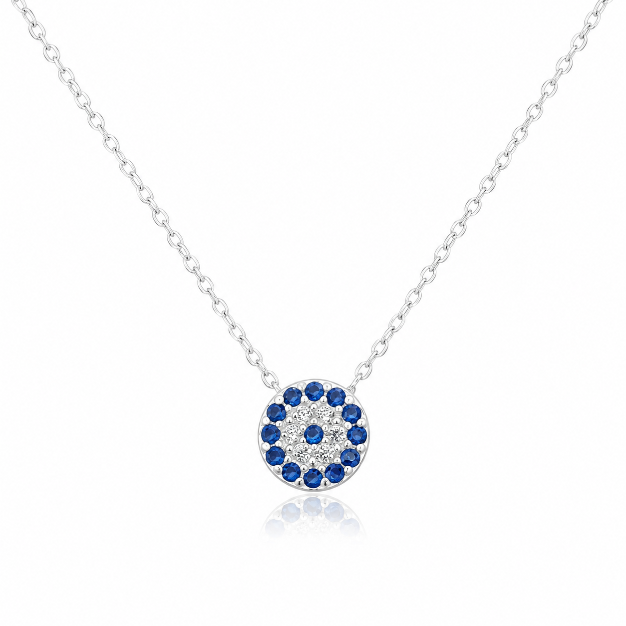 Colier Eye of Elegance din Argint 925 cu Pandantiv Ochi Protector și Zirconii Albastre – Lanț 41+5 cm. C240