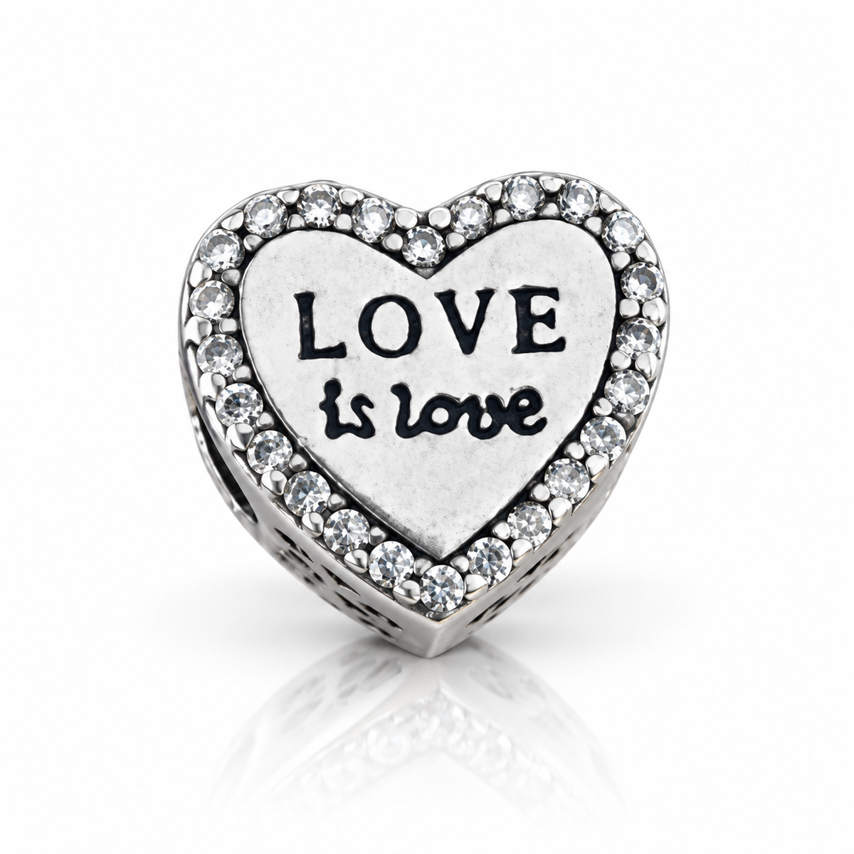Charm inimă „Amour Libre” din argint 925, Love Is Love, compatibil Pandora. T248
