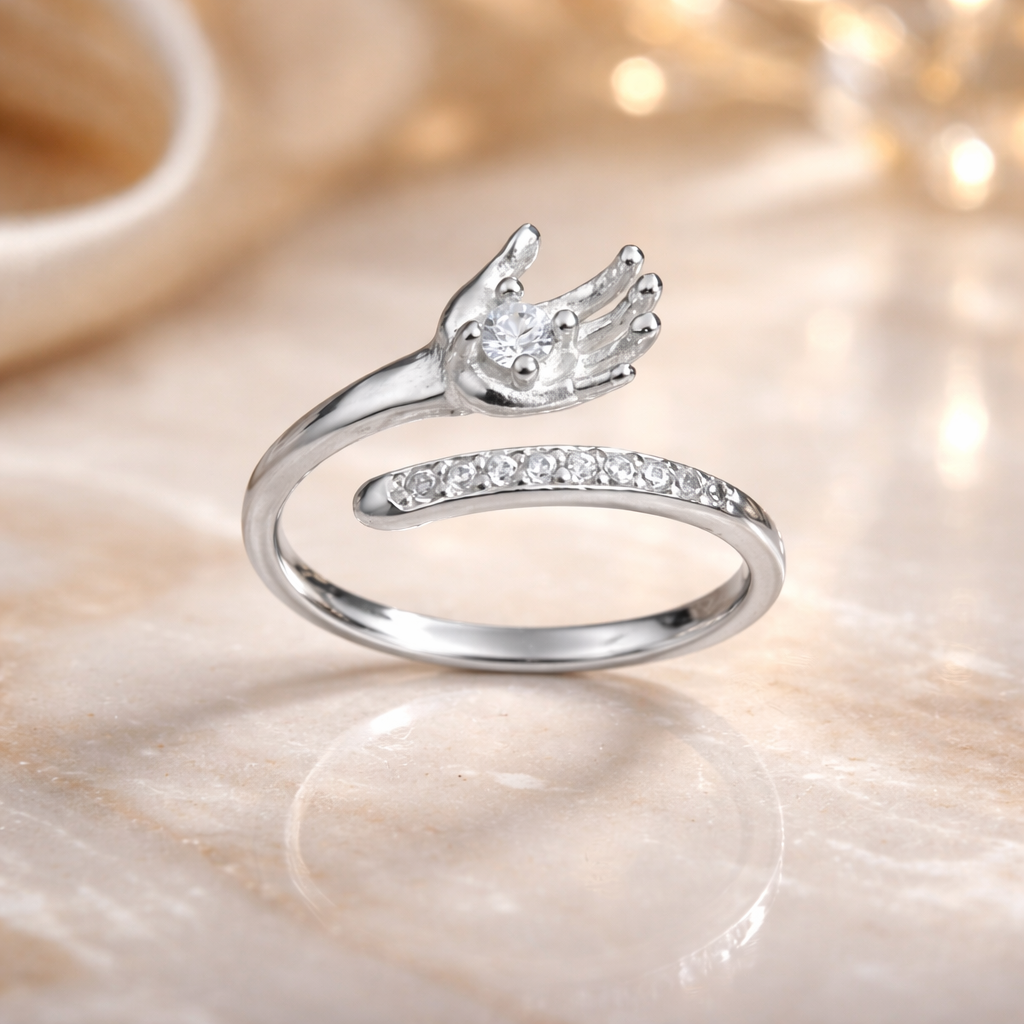 Inel Reglabil „Coroana Eternității” din Argint 925 cu Zirconii – Design Elegant, Mărime Ajustabilă. ID248