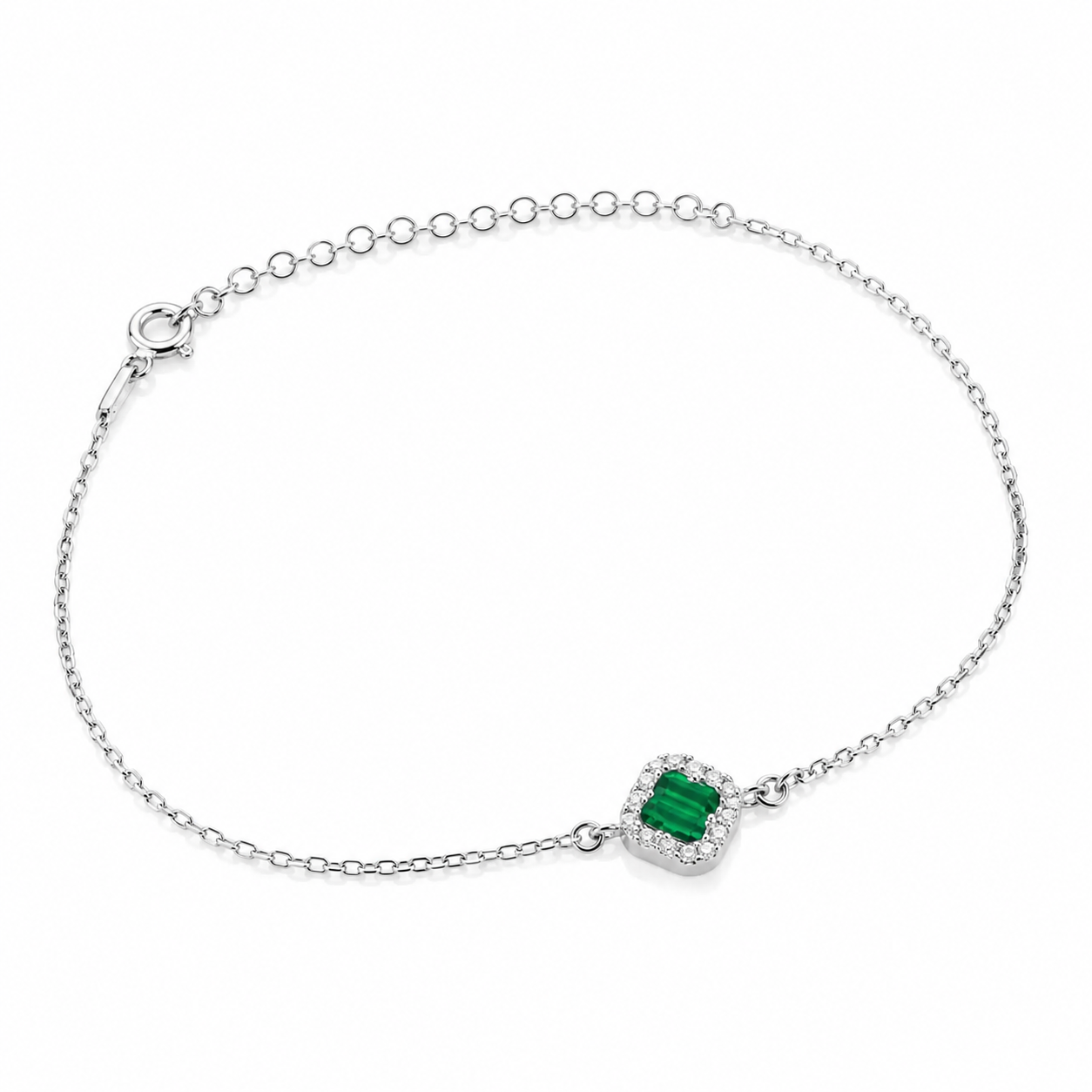 Brățară din Argint 925 Rodiat cu Malachit Verde Natural, Model Clover Luxury Tip Van Cleef, Ajustabilă 18+4 cm. BD320