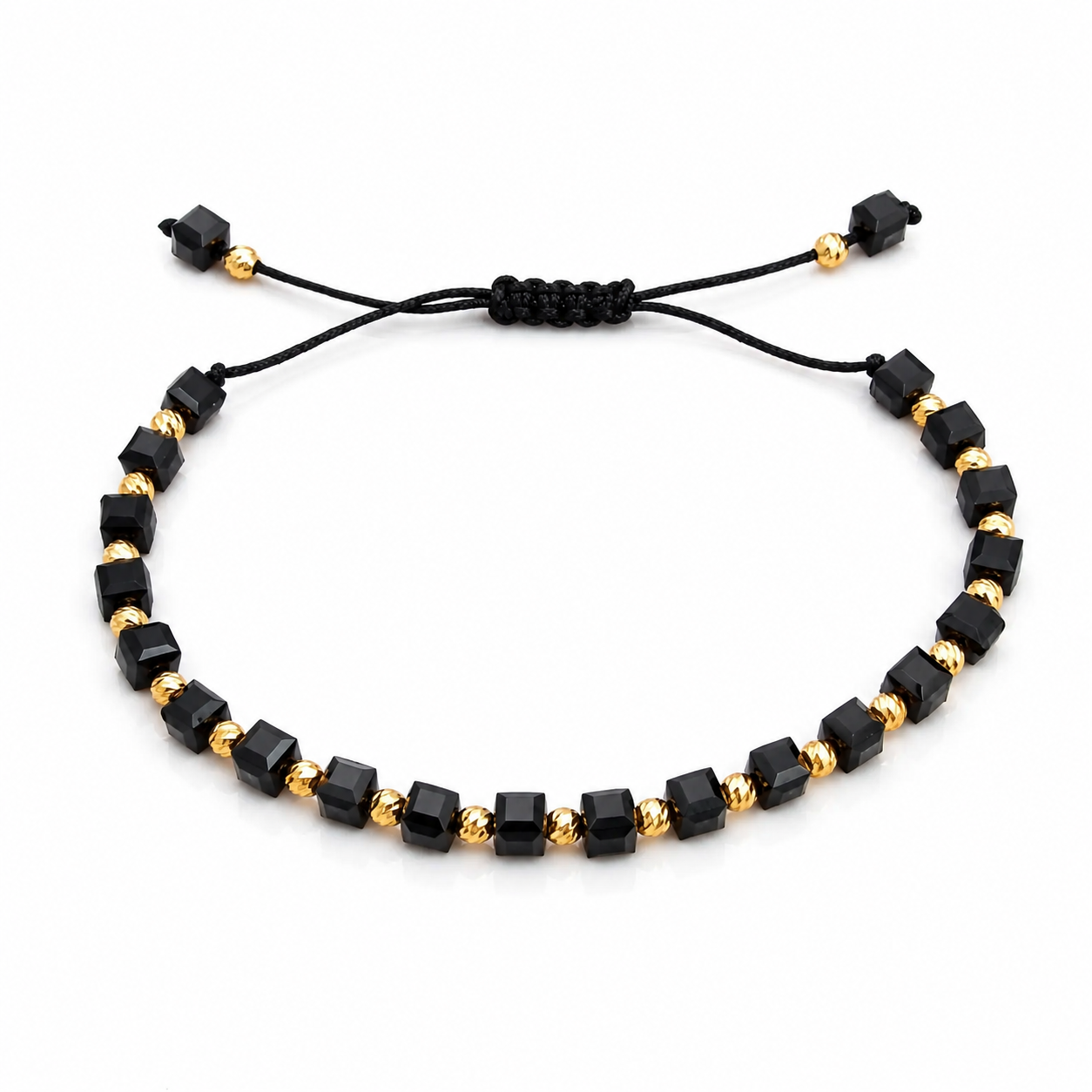 Brățară Unisex Handmade din Argint 925 Placat cu Aur 14K, 21 Biluțe – Reglabilă pe Șnur, Design Elegant Minimalist – Livrare Rapidă în România | InfinityBijoux. BS1