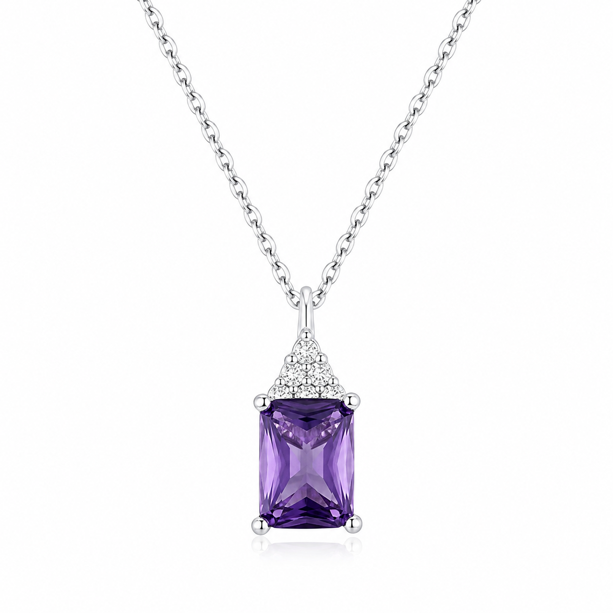 Colier Elegant din Argint 925 cu Pandantiv Mov și Zirconii Strălucitoare – Stil Rafinat și Feminin. C233