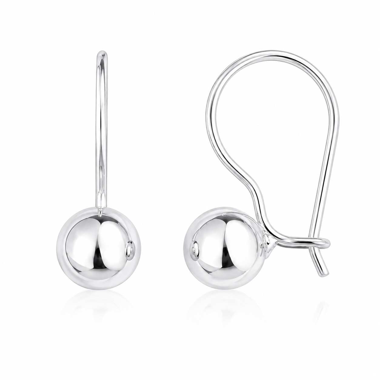 Cercei din Argint 925 „Luna Éclat” – Eleganță Minimalistă cu Bilă Lucioasă. CD598