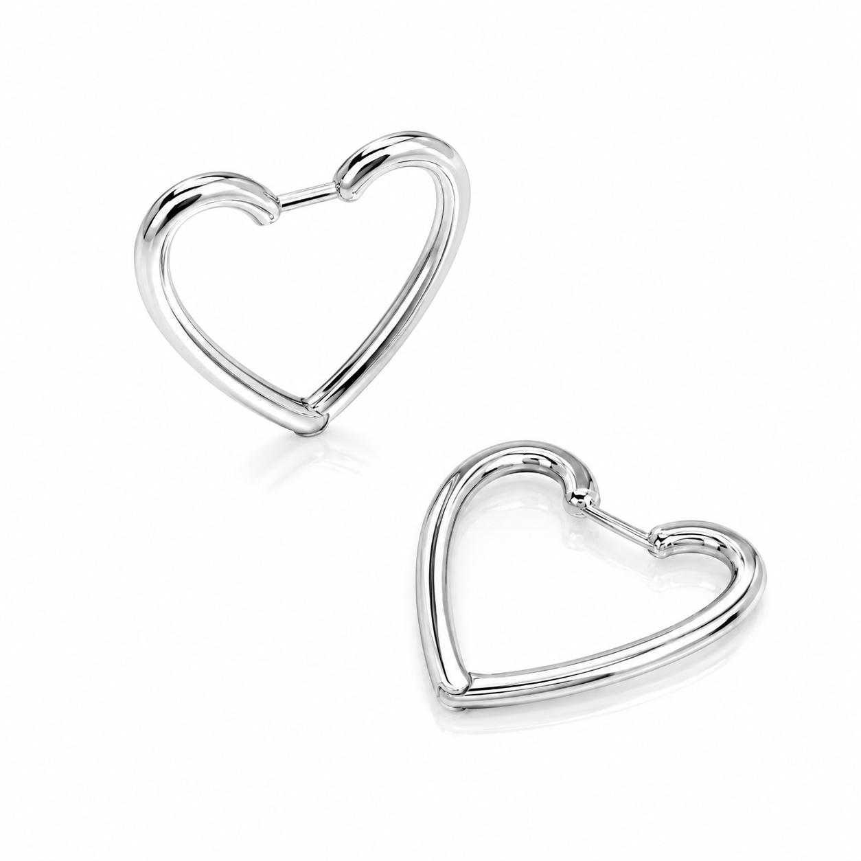 Cercei Inimă din Argint 925 – Eleganță Minimalistă, Design Modern 2x2 cm, 3.35g, Cadou Ideal Femei. CD514