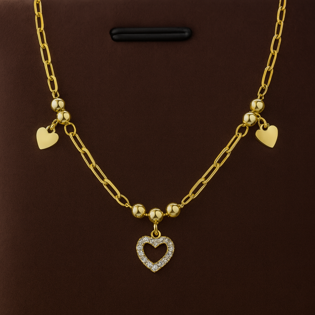 Brățară din Argint 925 Placată cu Aur 14K, Design Inimioare