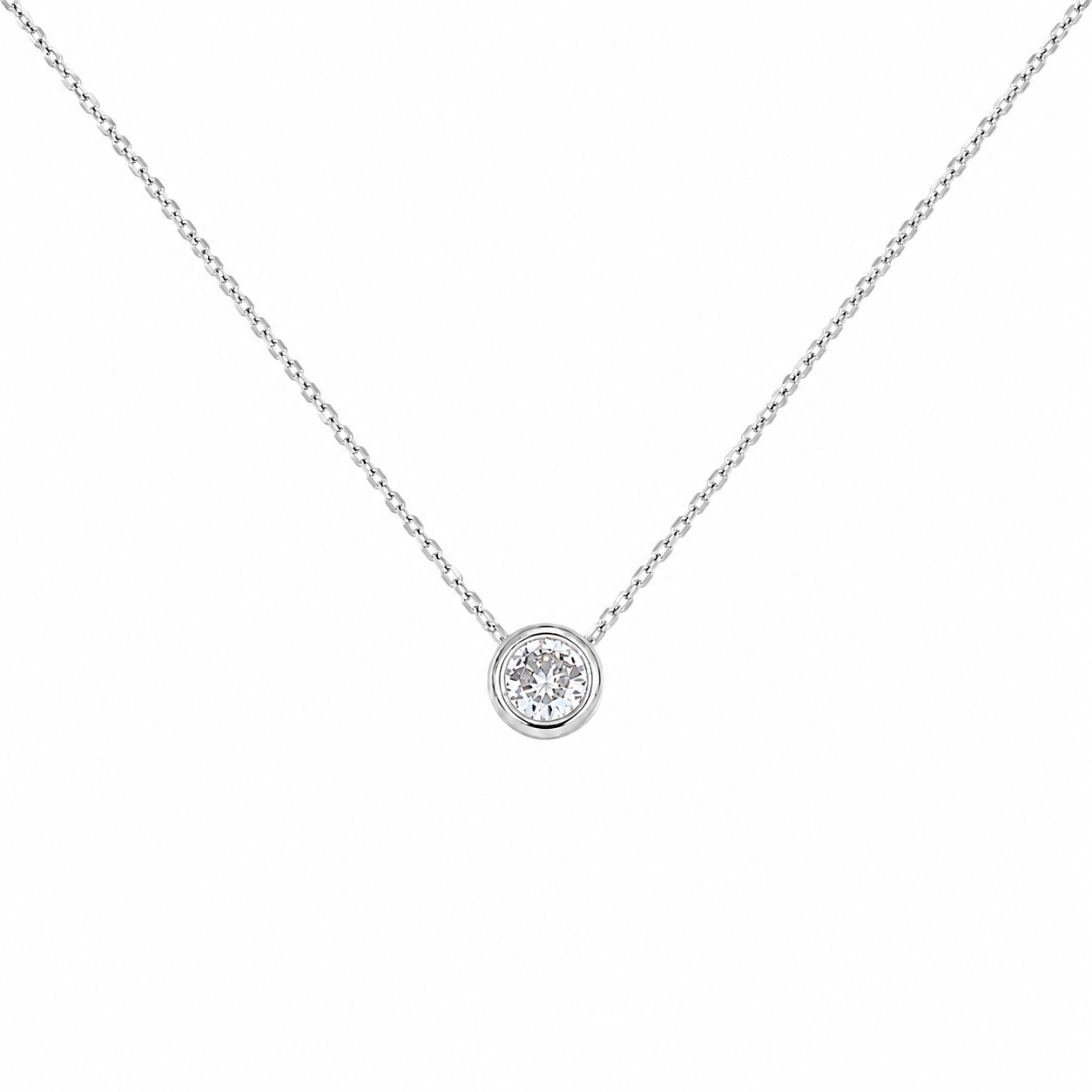 Colier Argint 925 cu Pandantiv Zirconiu 6 mm – Lant Fin Ajustabil 40+4 cm – Bijuterie Minimalista Eleganta.C235