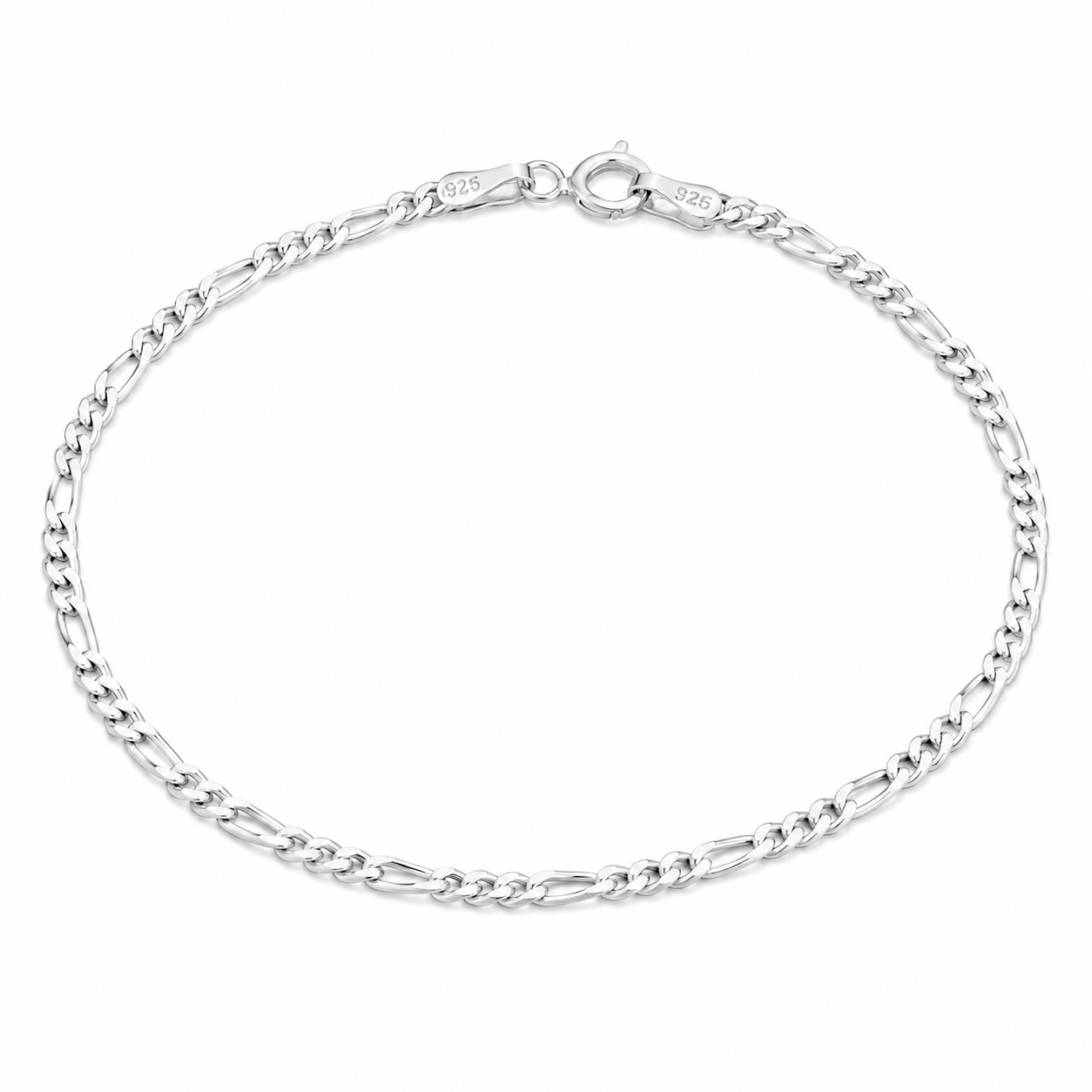 Brățară Figaro din Argint 825 pentru Damă și Bărbat, 18 cm, 2 mm, Elegantă și Versatilă. BB56