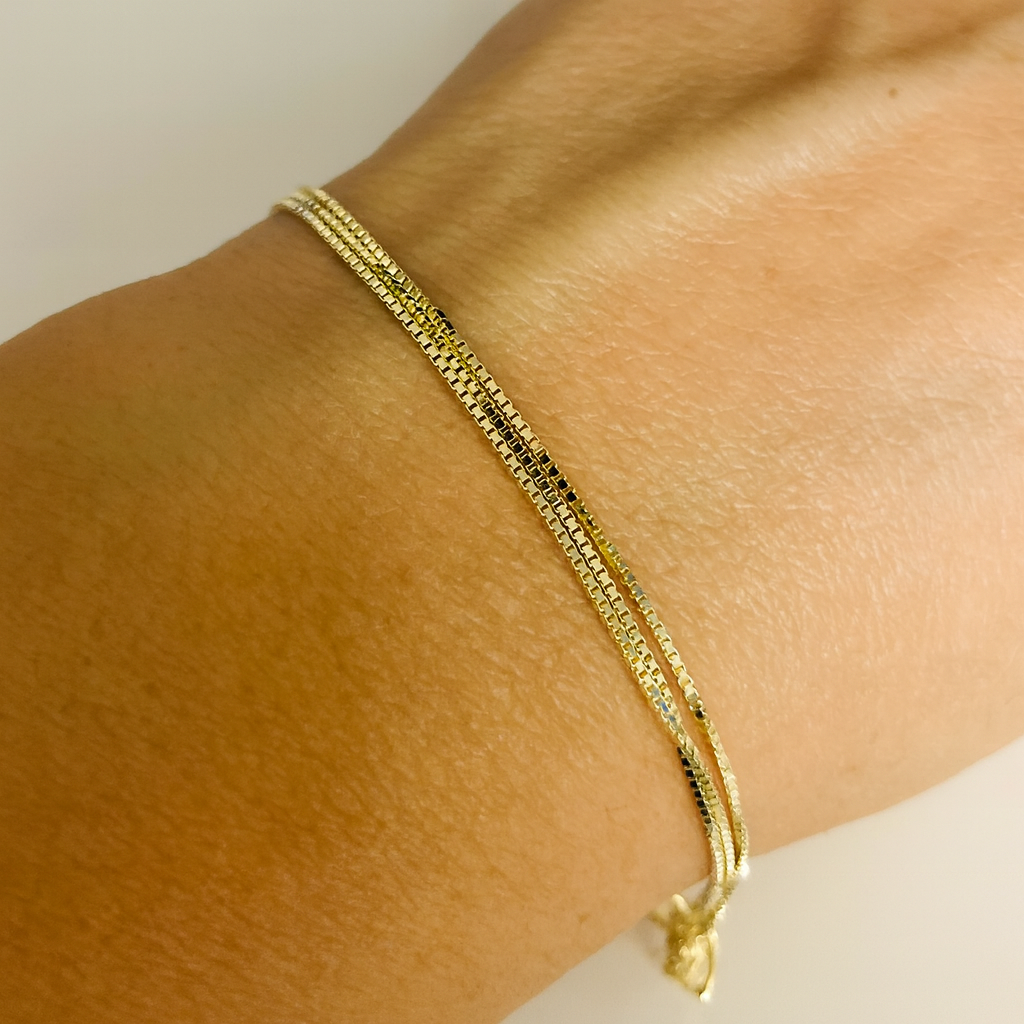 Brățară din Argint 925 cu 3 fire placată cu Aur de 14K