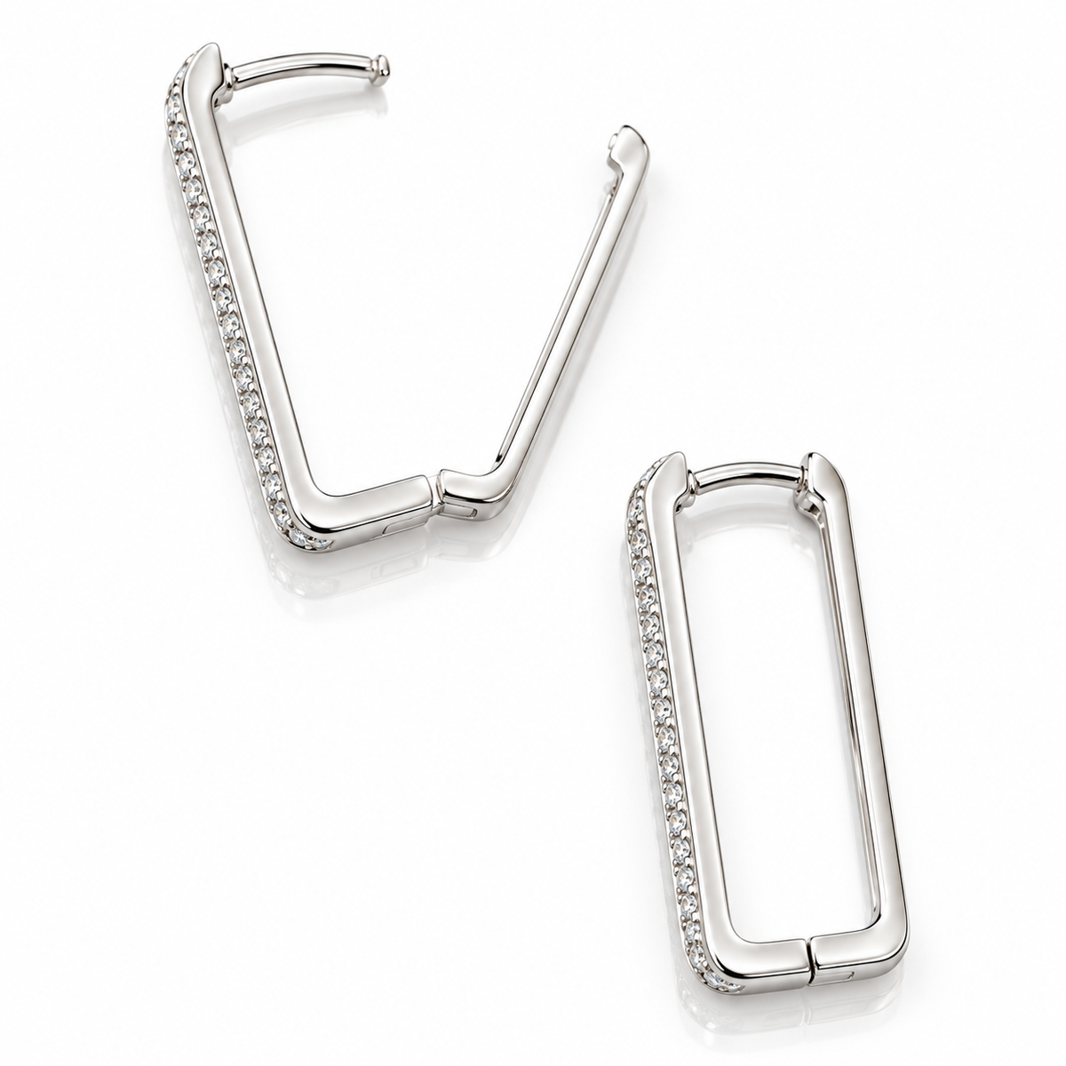 Cercei Elegance Line din Argint 925 cu Zirconii – Design Alungit, 2,5 cm, aprox. 3 g