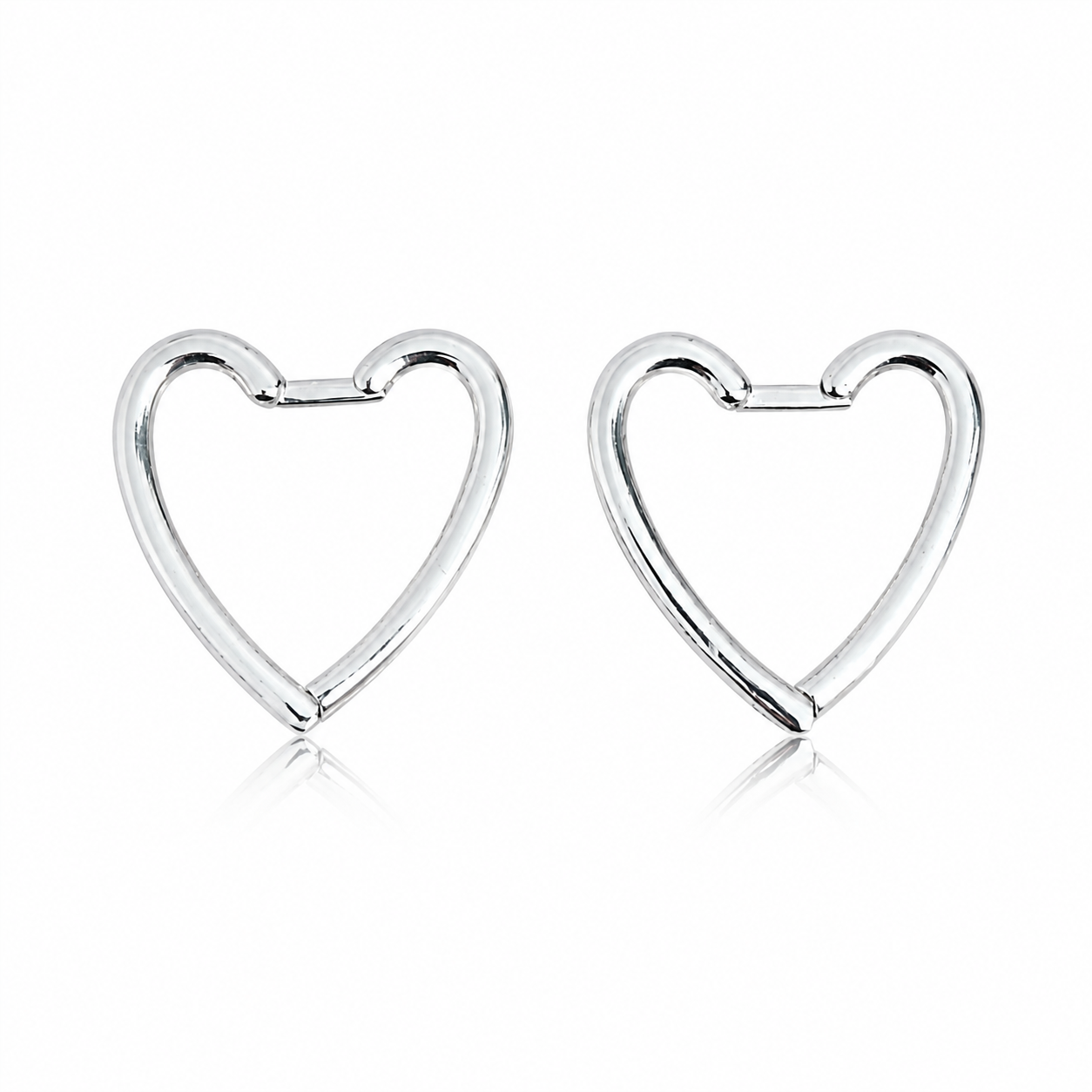 Cercei Inimă din Argint 925 – Eleganță Minimalistă, Design Modern 2x2 cm, 3.35g, Cadou Ideal Femei. CD514