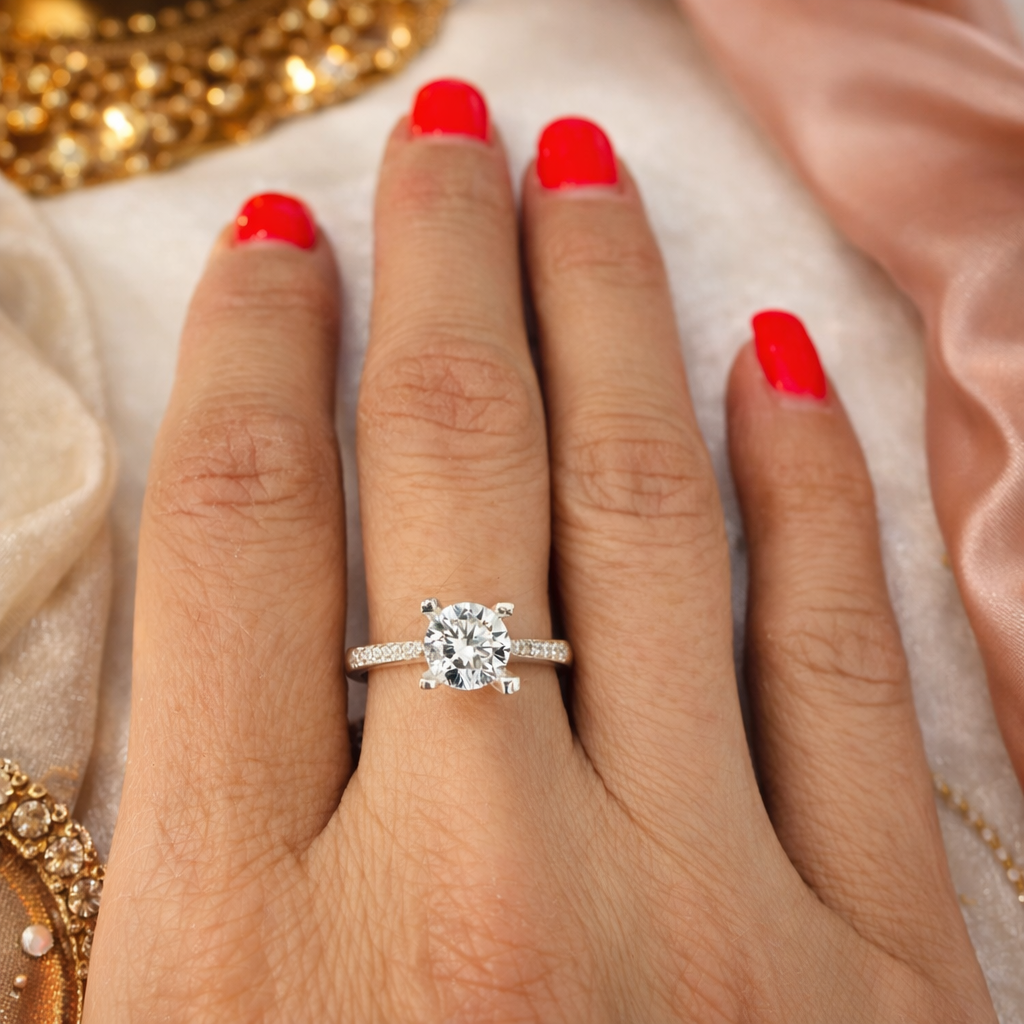 Inel de Logodnă Argint 925 cu Piatra Strălucitoare 6 mm – Design Elegant și Delicat | InfinityBijoux. ID222