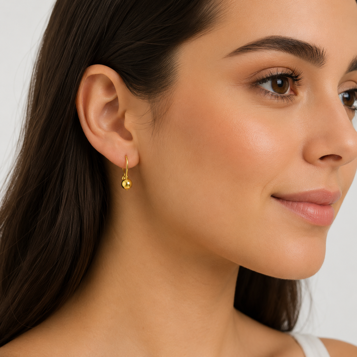 Cercei Golden Sphere Éclat din Argint 925 Placat cu Aur 14K – Biluță 6 mm, Tortiță 15 mm. CD597