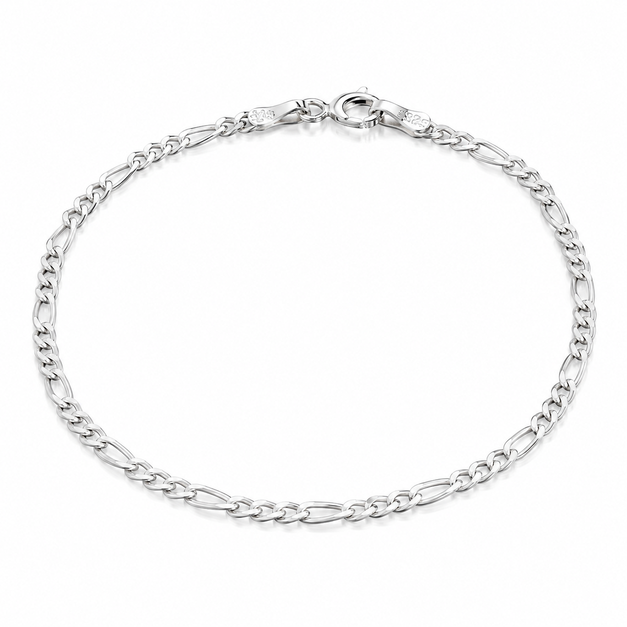 Brățară Figaro din Argint 825 pentru Damă și Bărbat, 18 cm, 2 mm, Elegantă și Versatilă. BB56