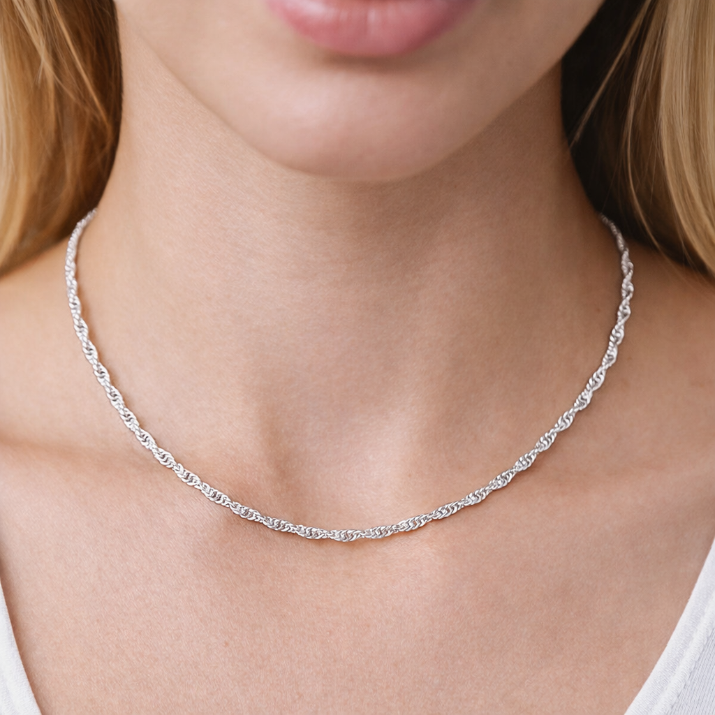 Lănțișor Argint 925 Împletit 2.5 mm – Lanț Elegant 55 cm din Argint Sterling pentru Femei. LD88-55