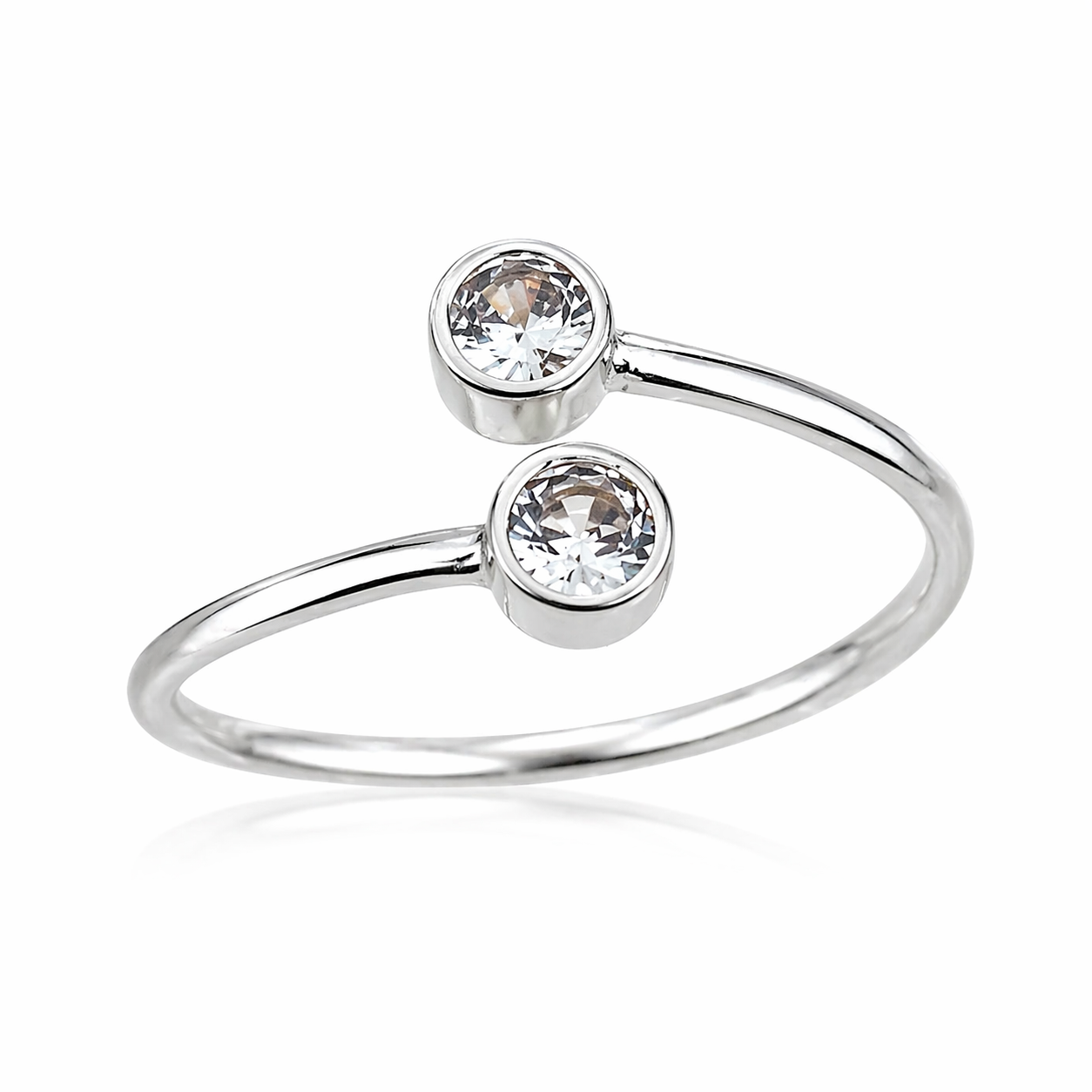 Inel reglabil argint 925 cu doua pietre zirconia