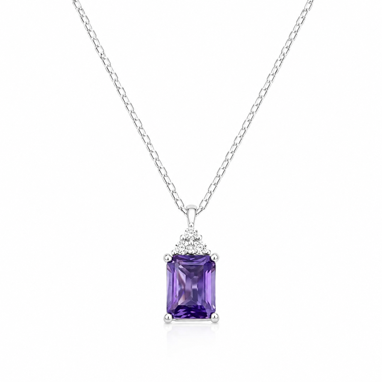Colier Elegant din Argint 925 cu Pandantiv Mov și Zirconii Strălucitoare – Stil Rafinat și Feminin. C233