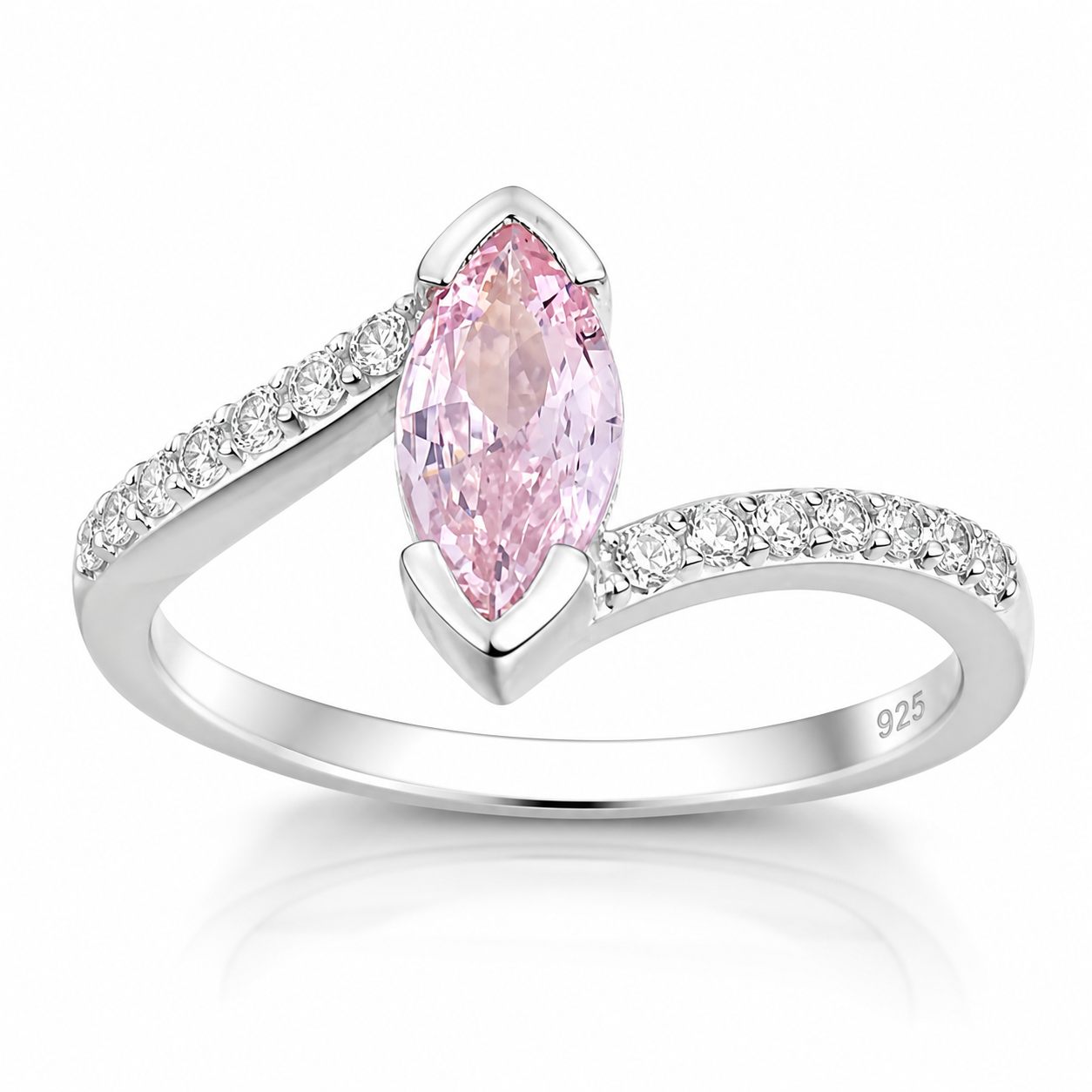 Cadou romantic inel argint piatra roz cutie premium bijuterii