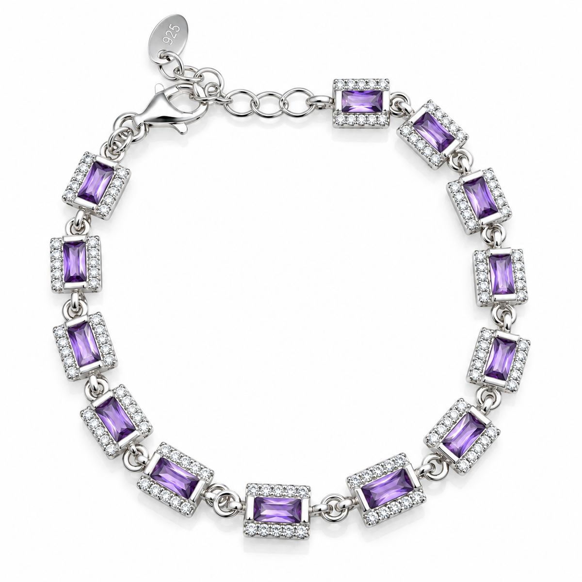 Brățară Damă „Amethyst Royale” din Argint 925 cu Pietre Mov Lavandă și Zirconii. BD459