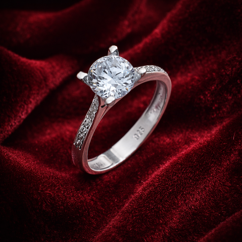 Inel de Logodnă Argint 925 cu Piatra Strălucitoare 6 mm – Design Elegant și Delicat | InfinityBijoux. ID222