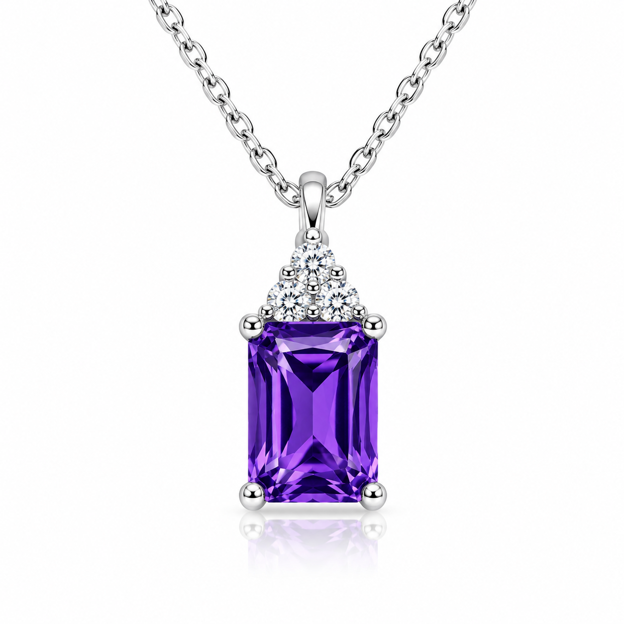 Colier Elegant din Argint 925 cu Pandantiv Mov și Zirconii Strălucitoare – Stil Rafinat și Feminin. C233