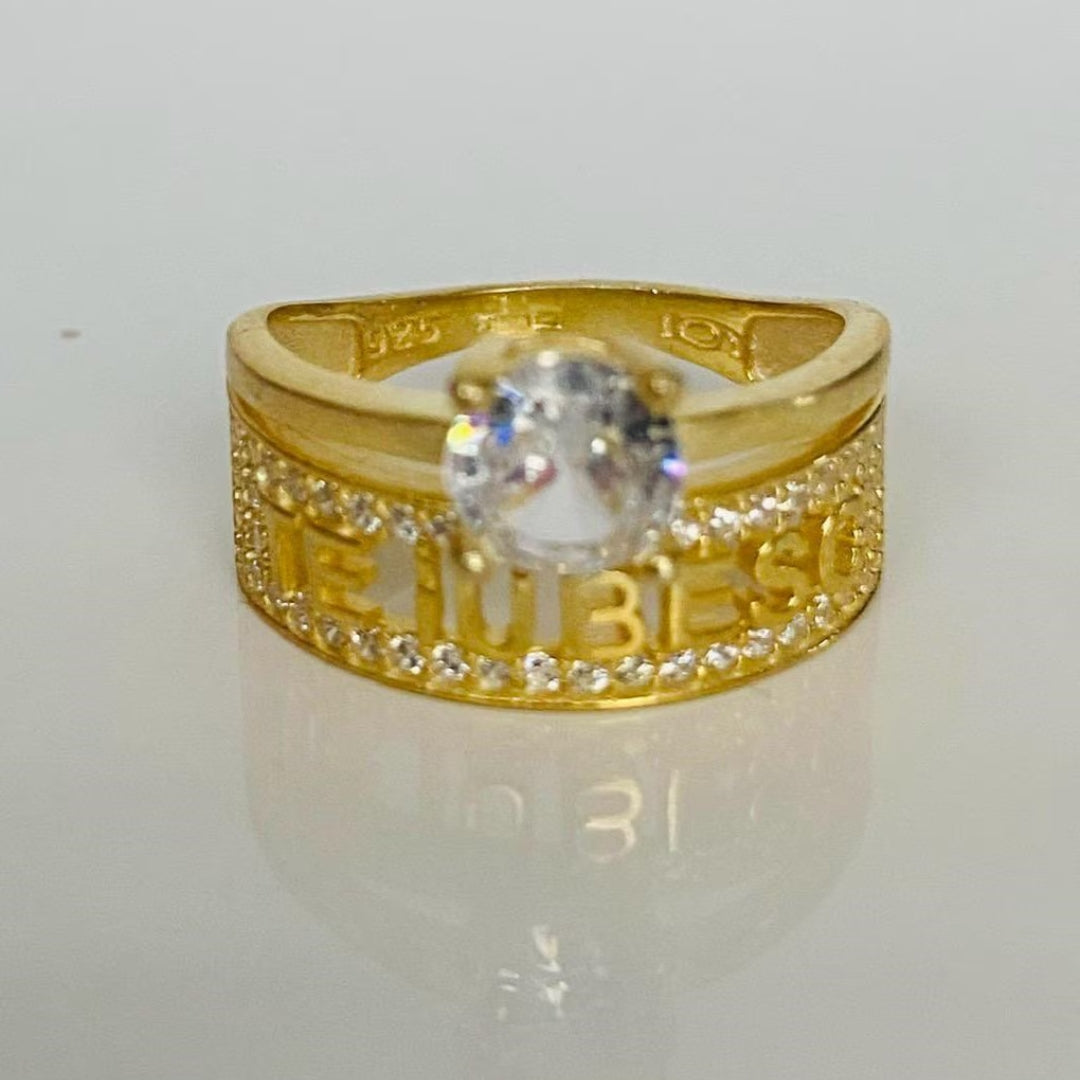 Inel logodna din argint 925 suflat cu aur Te Iubesc, marimea 12