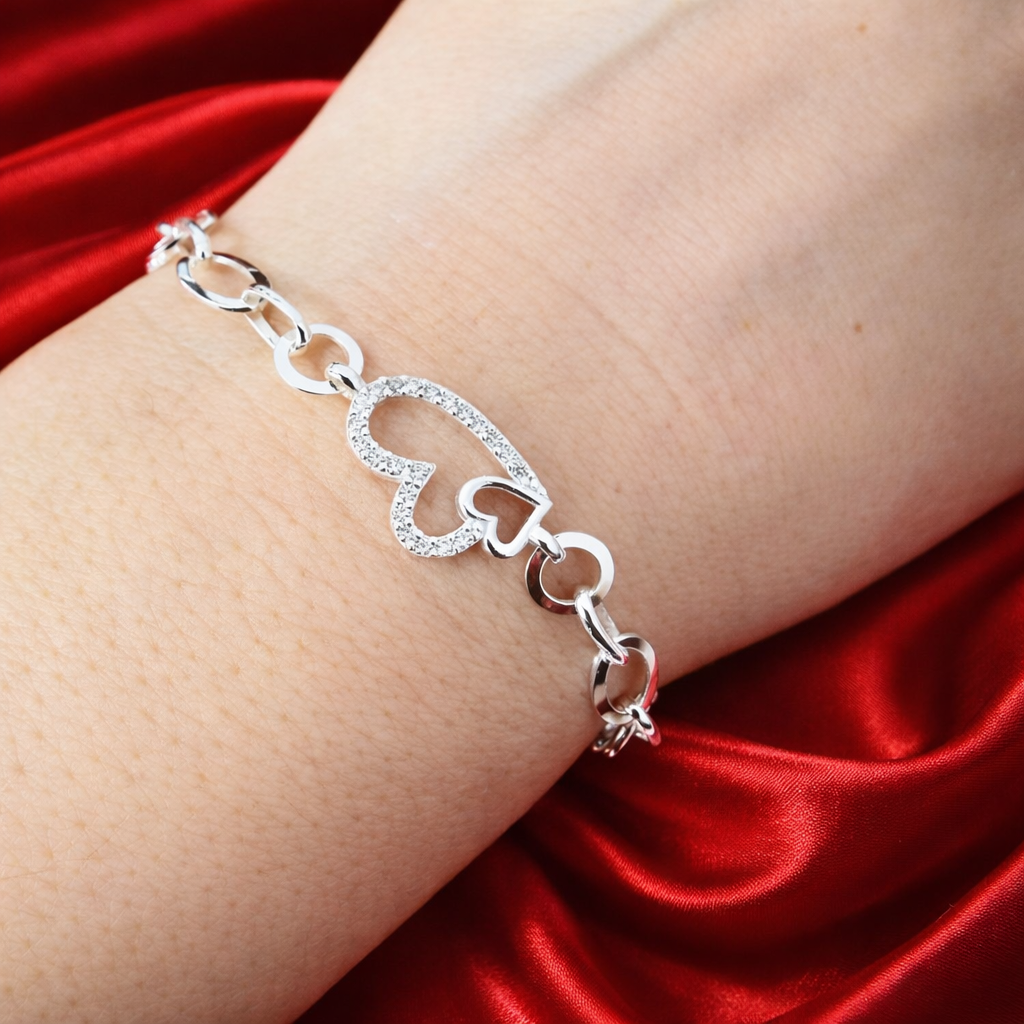 Brățară Argint 925 Inimi Pavé „Eterna Affection” – Eleganță Romantică, 19 cm. BD380