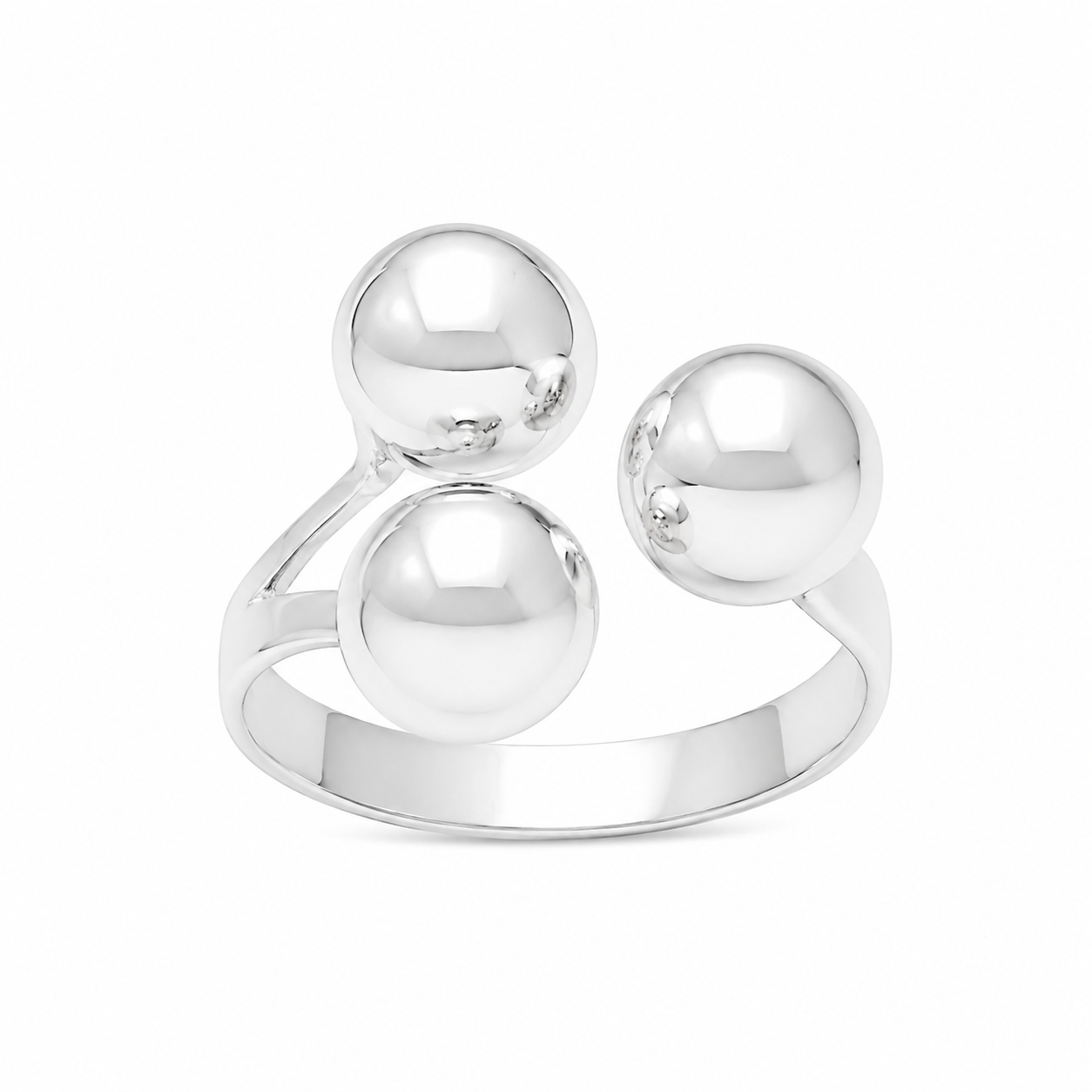 Inel Reglabil din Argint 925 „Trinitatea Luminii” – Design Modern cu 3 Biluțe, Eleganță Contemporană. ID560