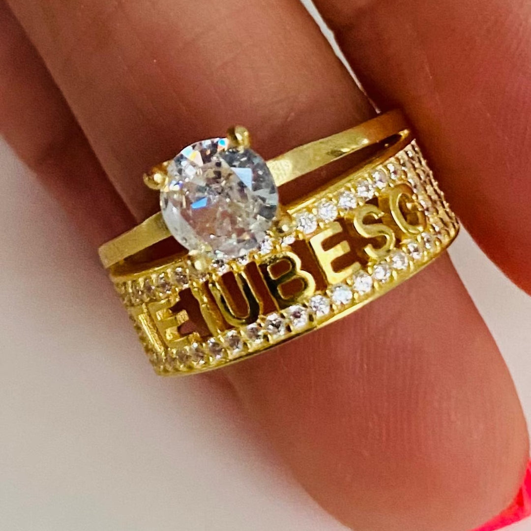 Inel logodna din argint 925 suflat cu aur