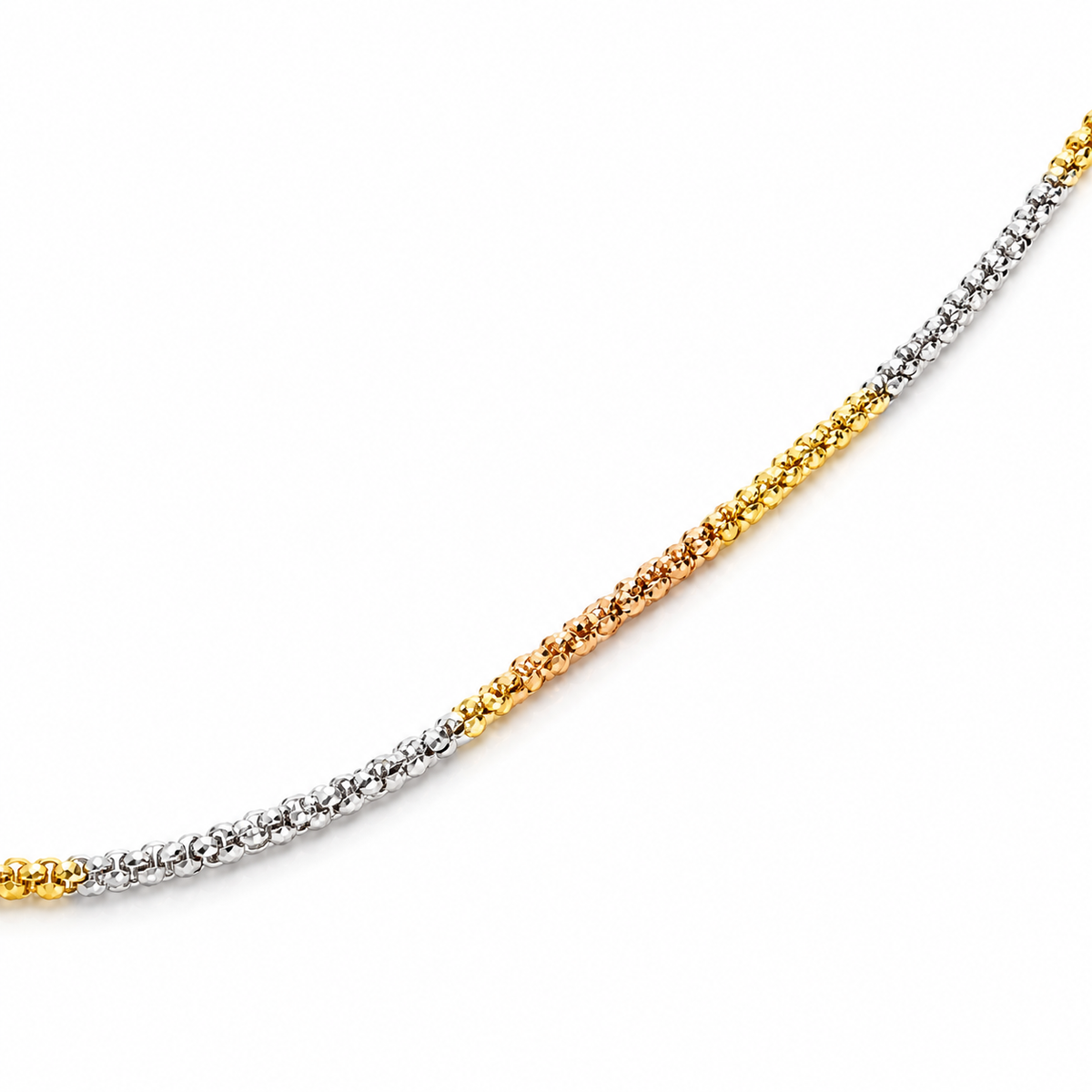 Lănțișor tricolor „Armonia Trio” din argint 925 rodiat, cu finisaje gold și rose gold, 45 cm. LD92-45