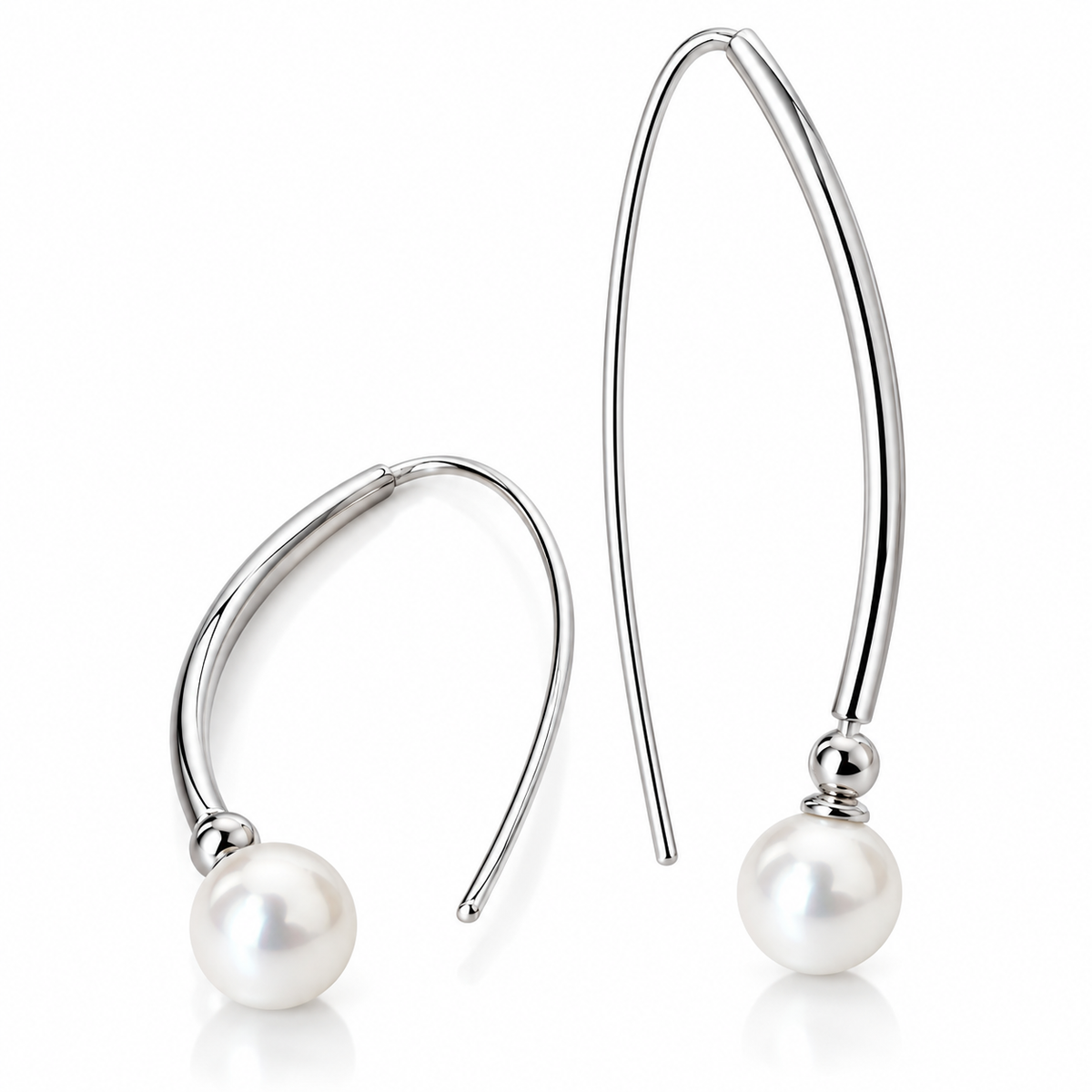 Cercei Elegance Pearl din Argint 925 cu Perle Albe – Design Arcuit, 4,5 cm