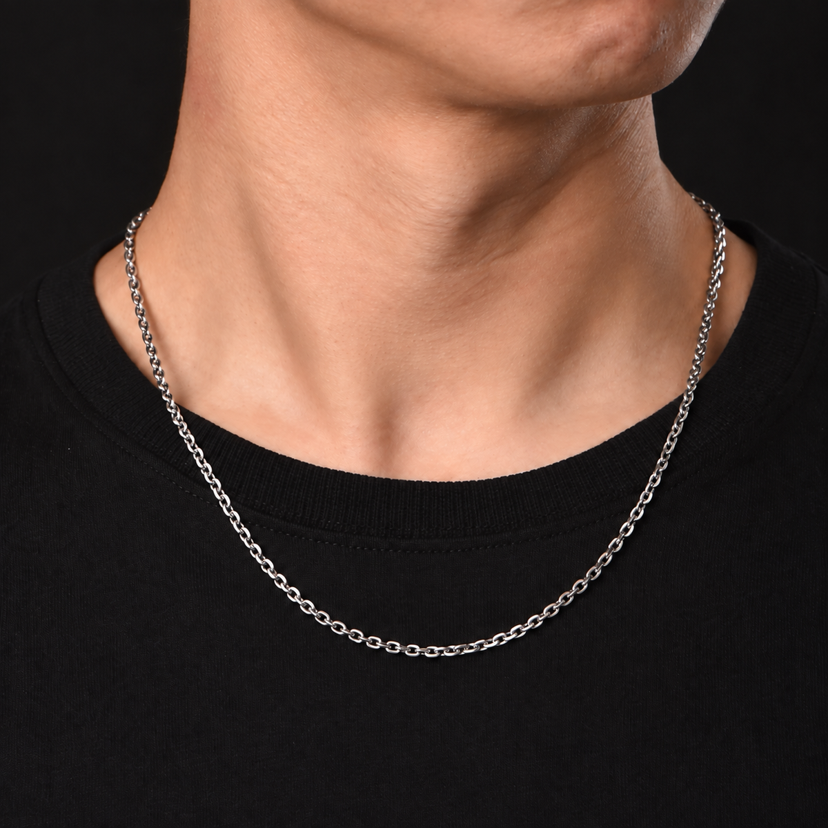 Lanț din argint 925 oxidat „Legătura Eternă” – zale alungite, 10 gr, 60 cm. LB53