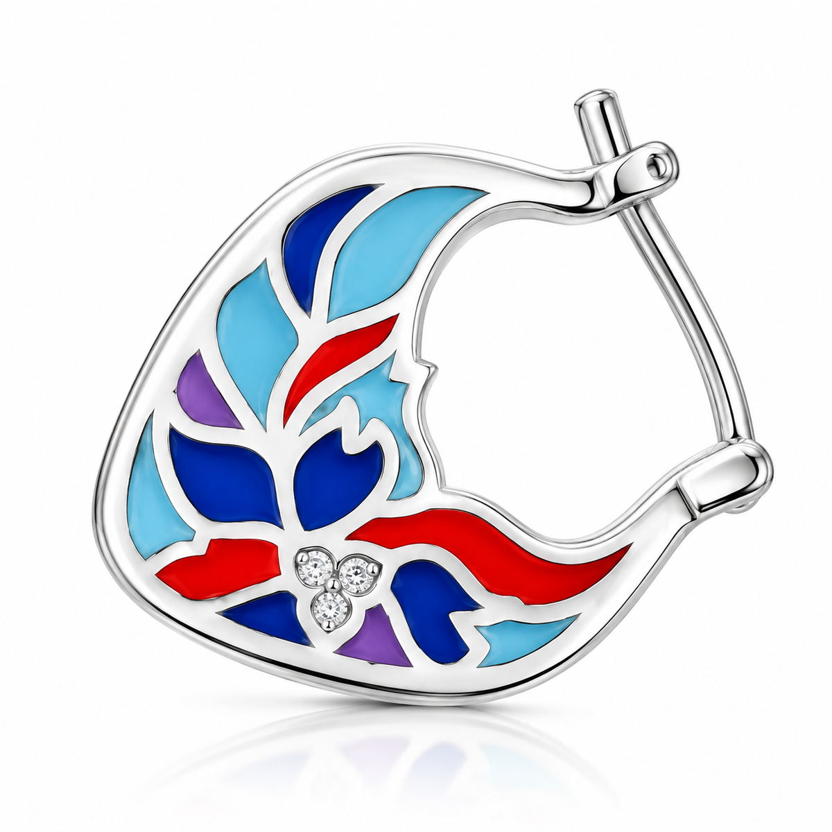 Cercei Damă din Argint 925 „Floare de Lumină” cu Email Multicolor și Zirconii. CD475