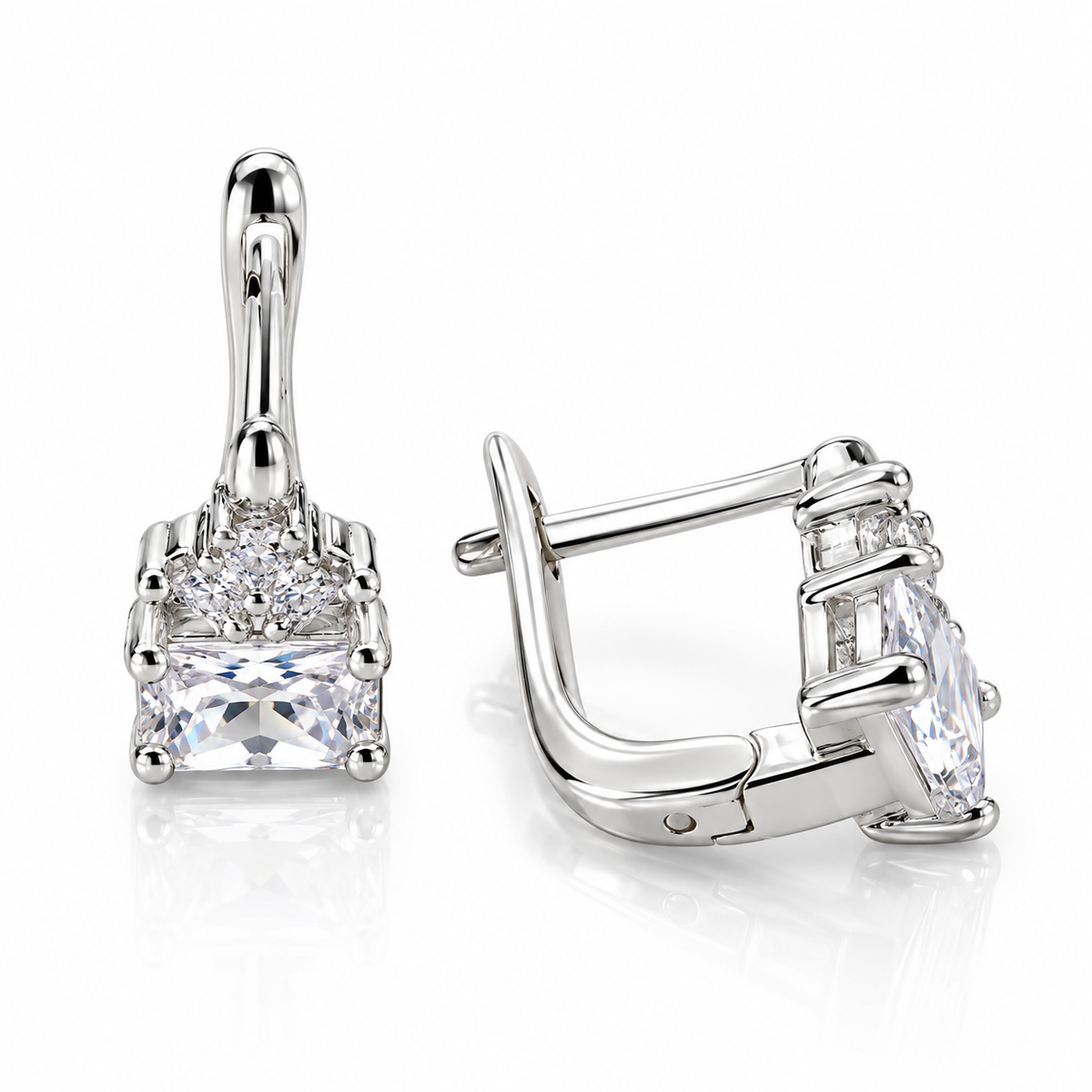 Cercei Royal Sparkle din Argint 925 cu Zirconii – Piatră Dreptunghiulară, 3,80 g, Eleganță Luminoasă