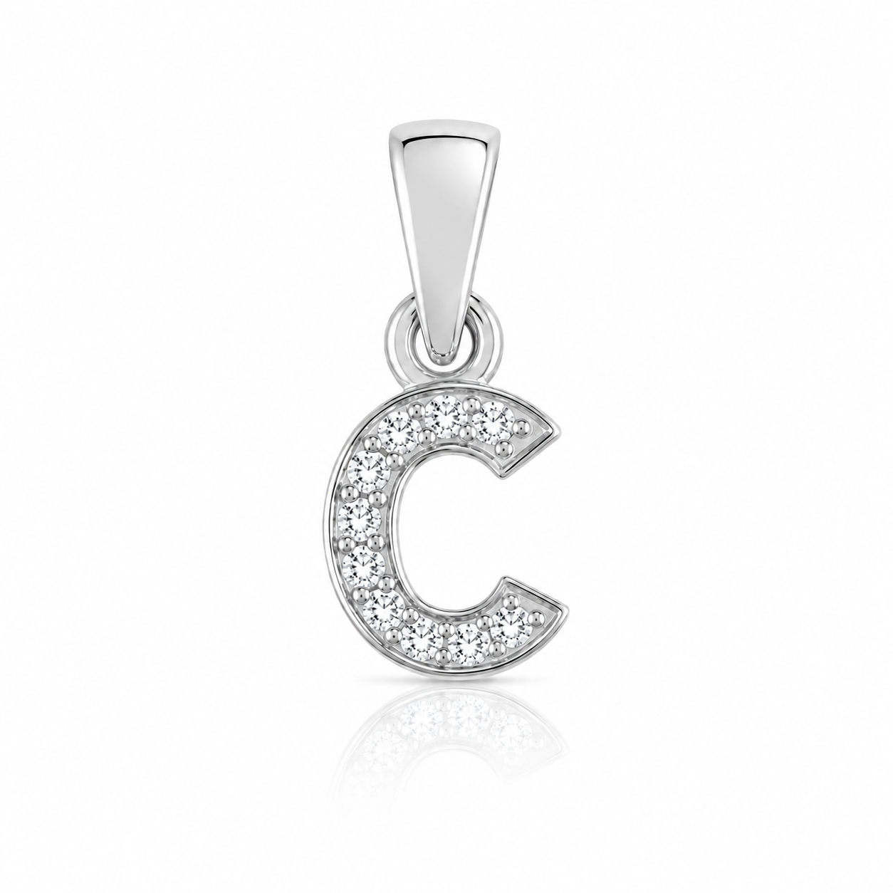 Pandantiv cu Inițiala C din Argint 925 și Zirconii – Literă C Elegantă, Bijuterie Personalizată pentru Femei P61