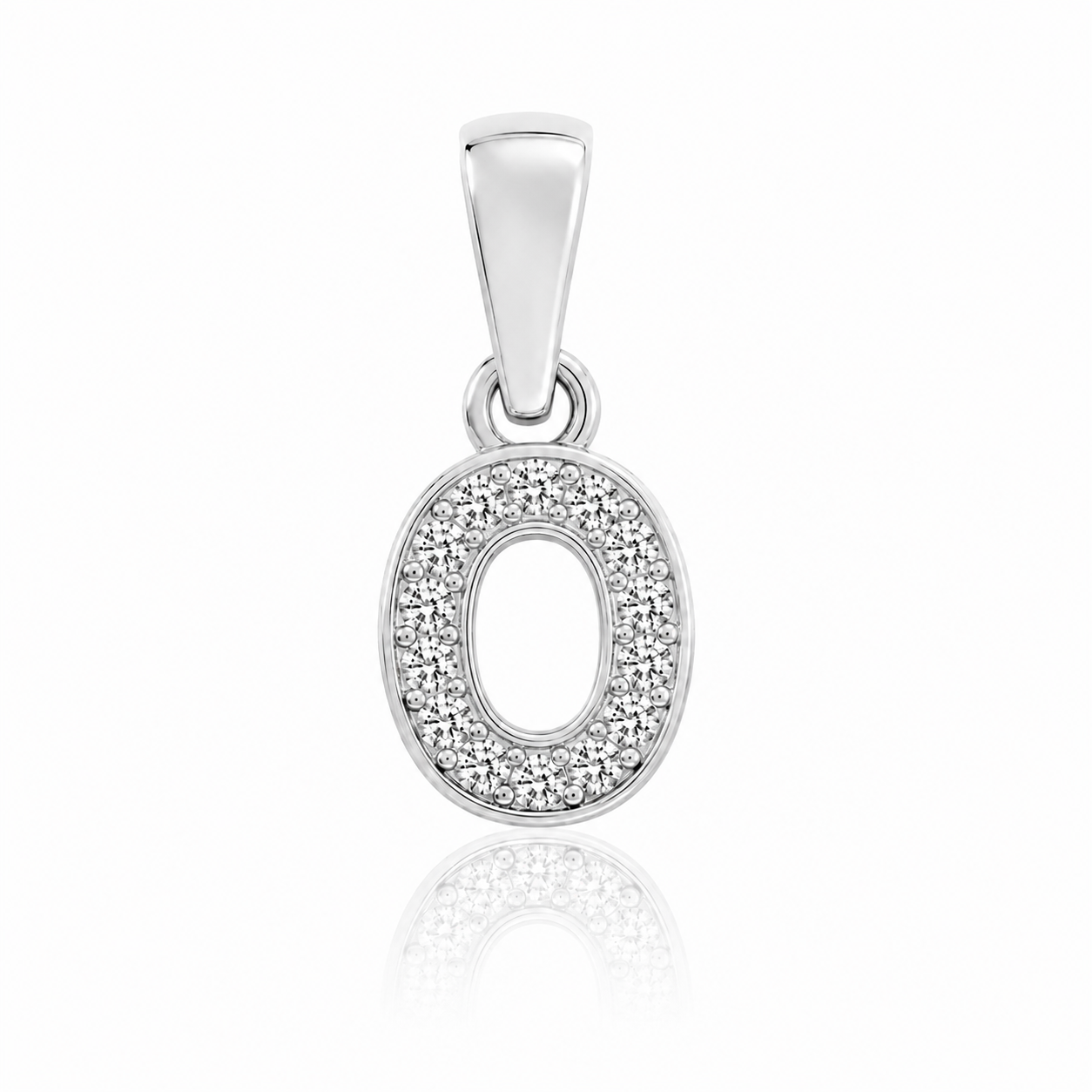Pandantiv cu Inițiala O din Argint 925 și Zirconii – Literă O, 1 cm, 0.76 g, Bijuterie Personalizată Elegantă P61