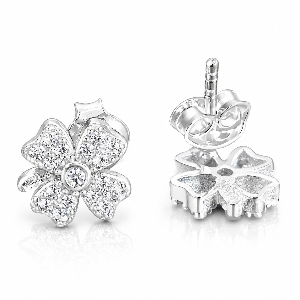 Cercei din Argint 925 „Floarea Zorilor” – Eleganță Delicată cu Zirconii Strălucitoare. CD616
