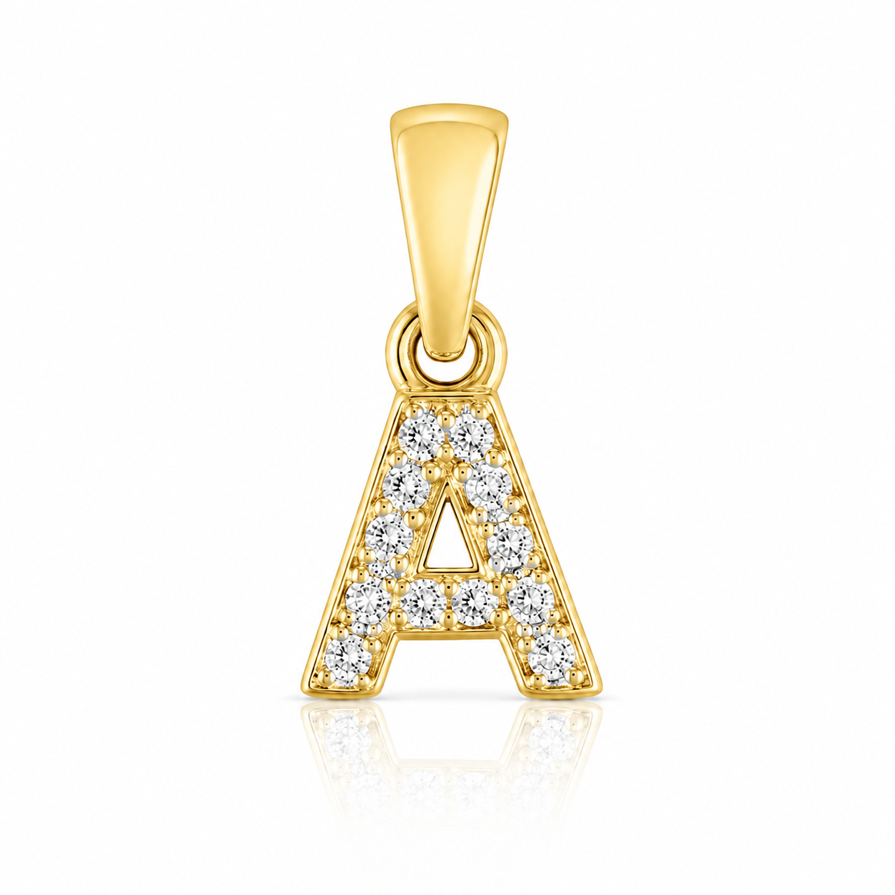 Pandantiv cu Inițiala A Placat cu Aur 14K din Argint 925 și Zirconii – Literă A Elegantă, Bijuterie Personalizată pentru Femei.  P61