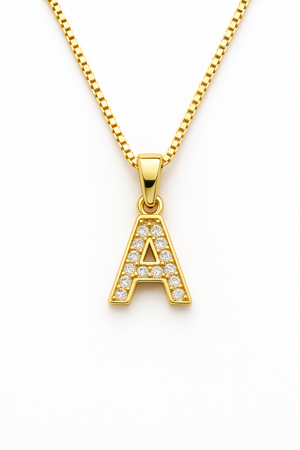 Colier din Argint 925 placat cu Aur 14K, Pandantiv Litera A